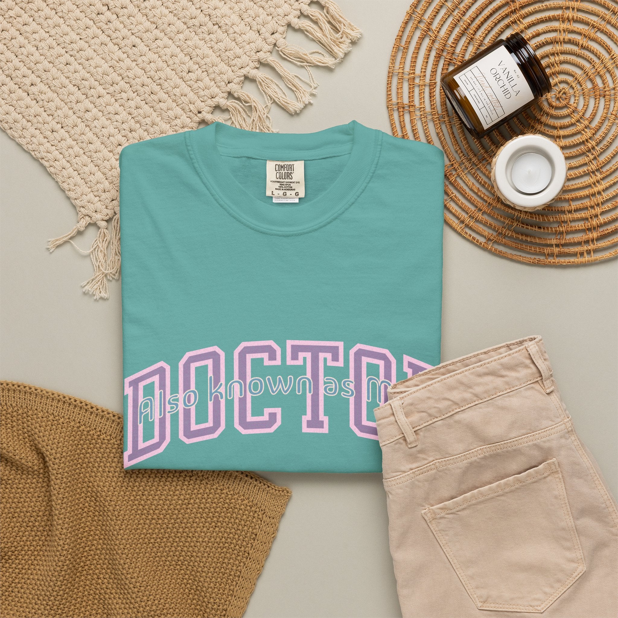 Doctor Also Known As Mom Textured T-Shirt — Retro Shadow Collegiate Medical Tee