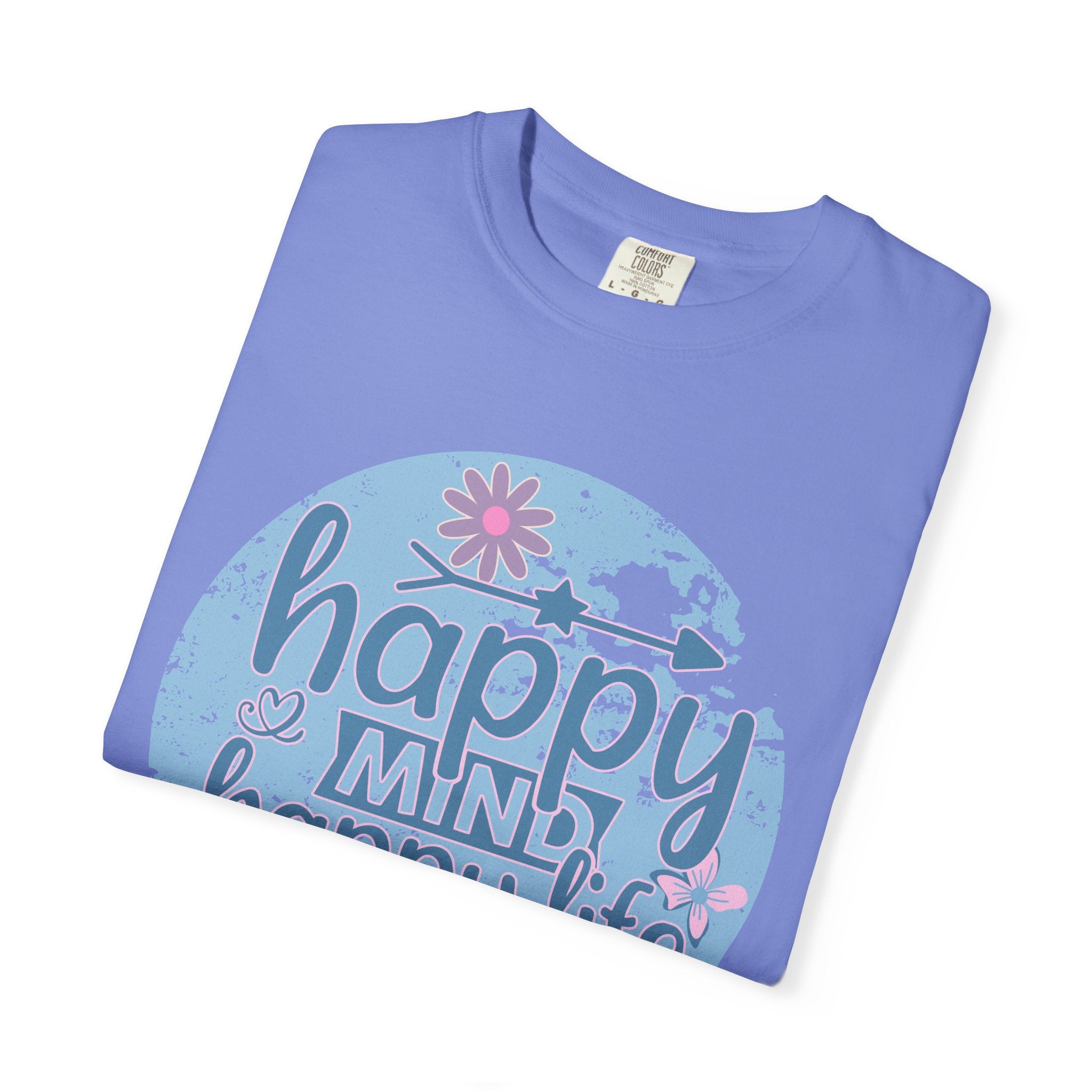Happy Mind Happy Life Textured T-Shirt