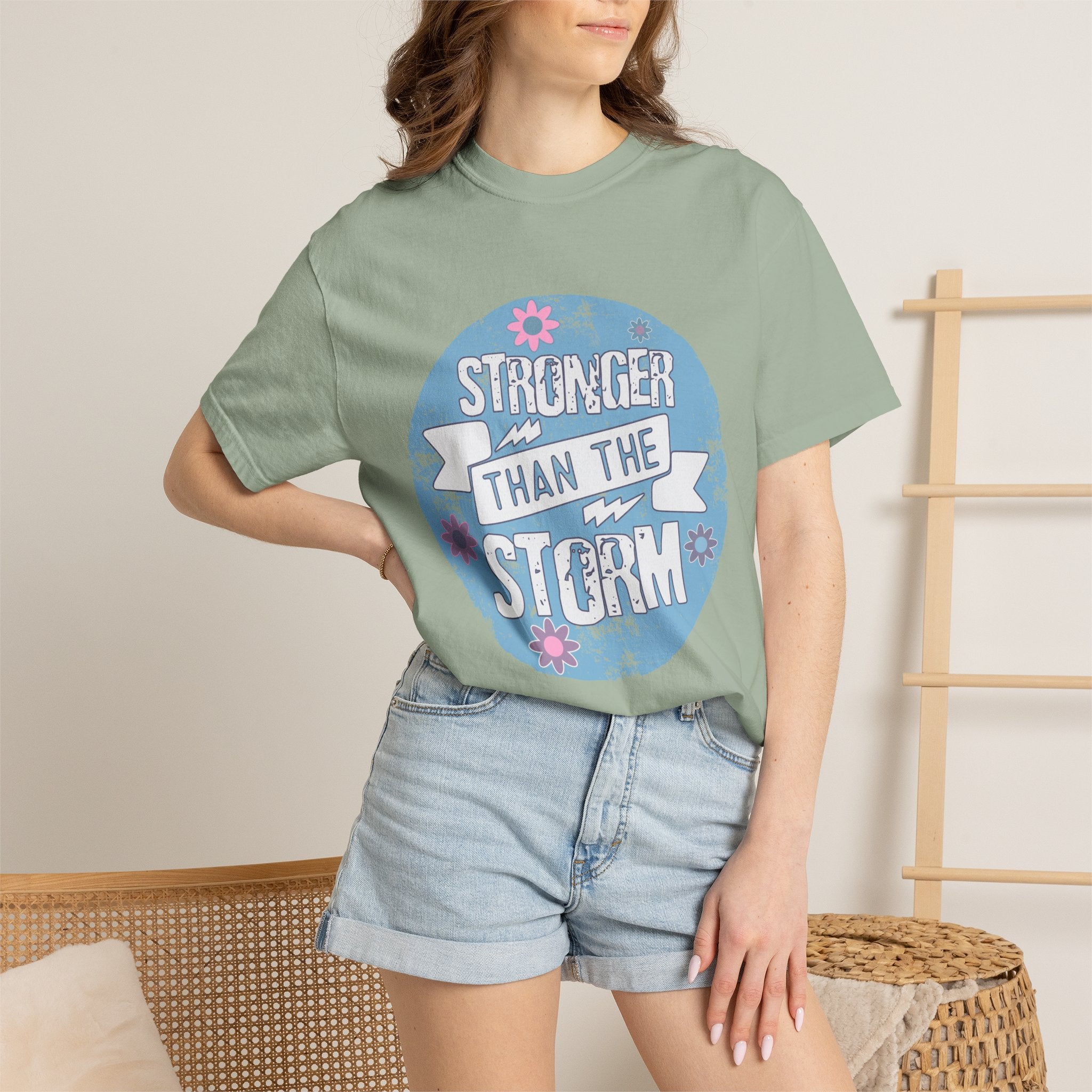 Textured  Stronger Than The Storm T-Shirt — Inspirational Resilience Graphic Tee
