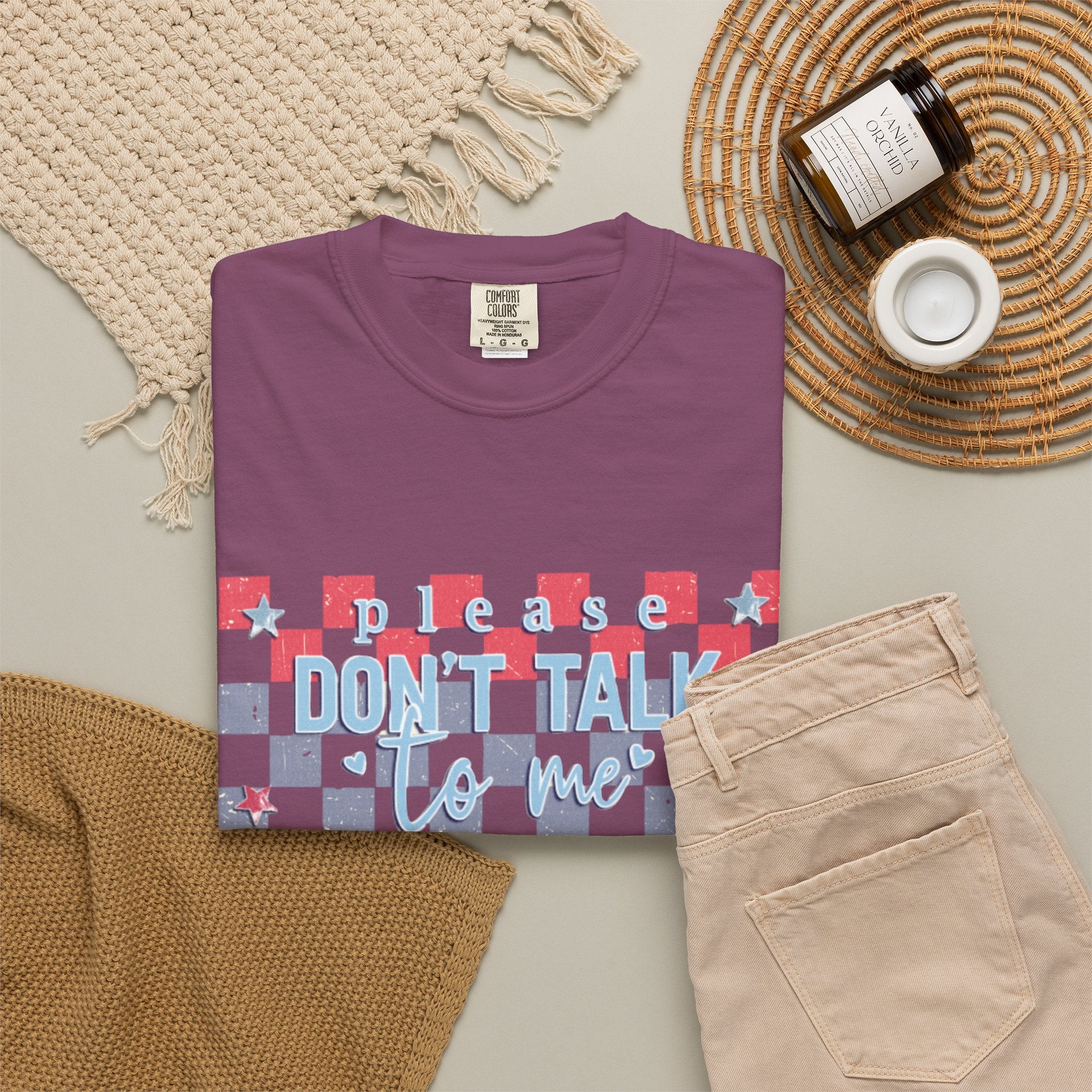 Textured Don’t Talk to Me Checkerboard T-Shirt — Retro USA Graphic Tee