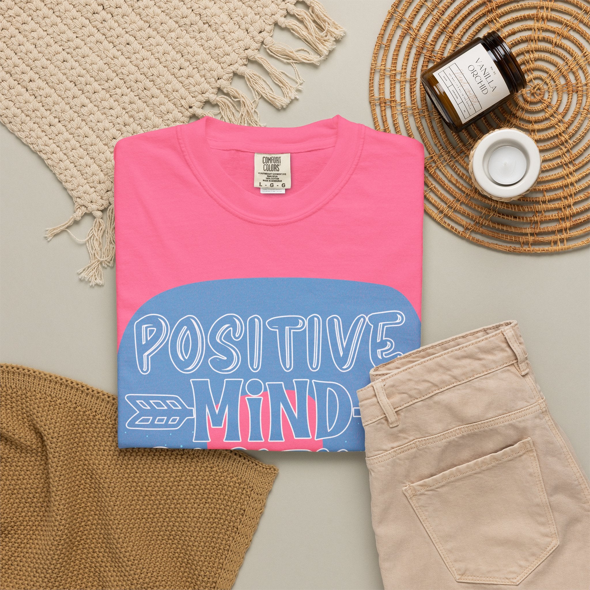 Positive Mind Positive Vibes Textured T-Shirt