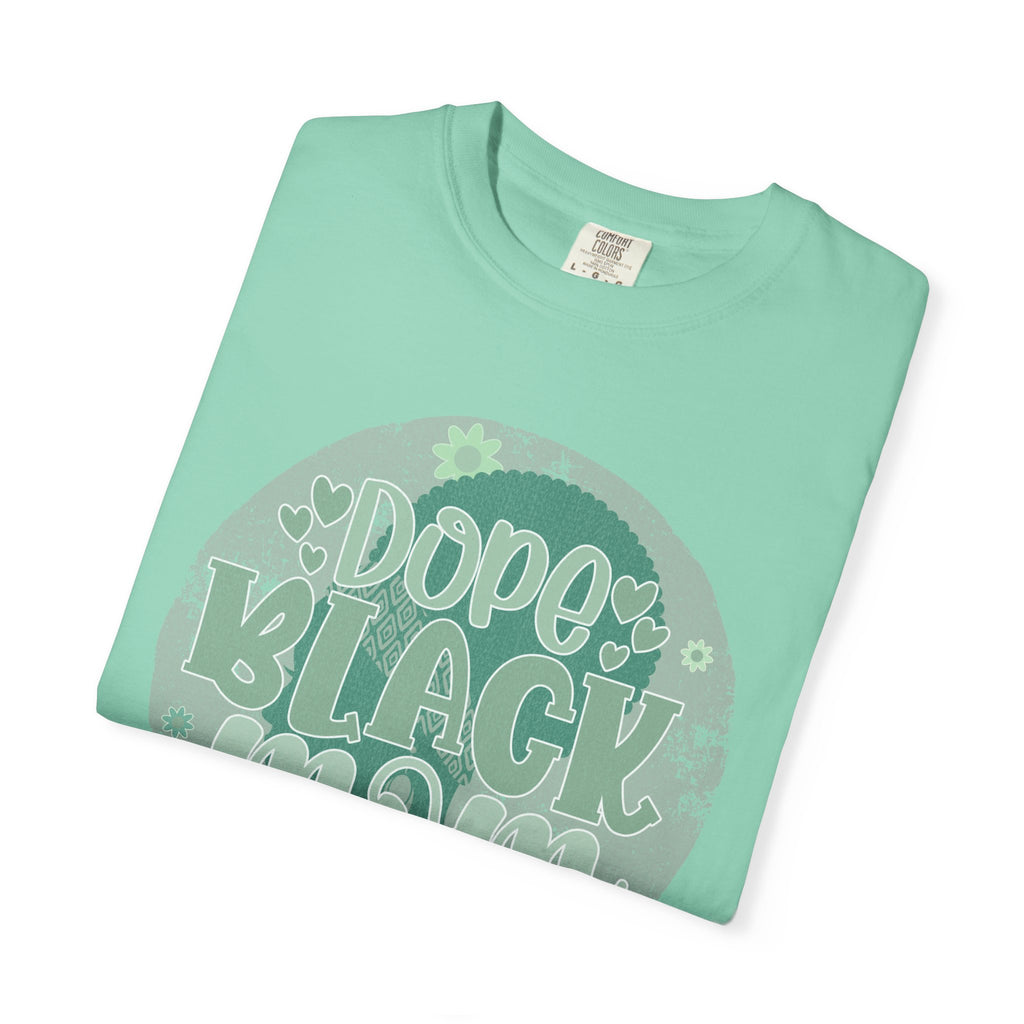 Dope Black Mom Textured T-Shirt — Retro Floral 'Dope Black Mom' Graphic Tee