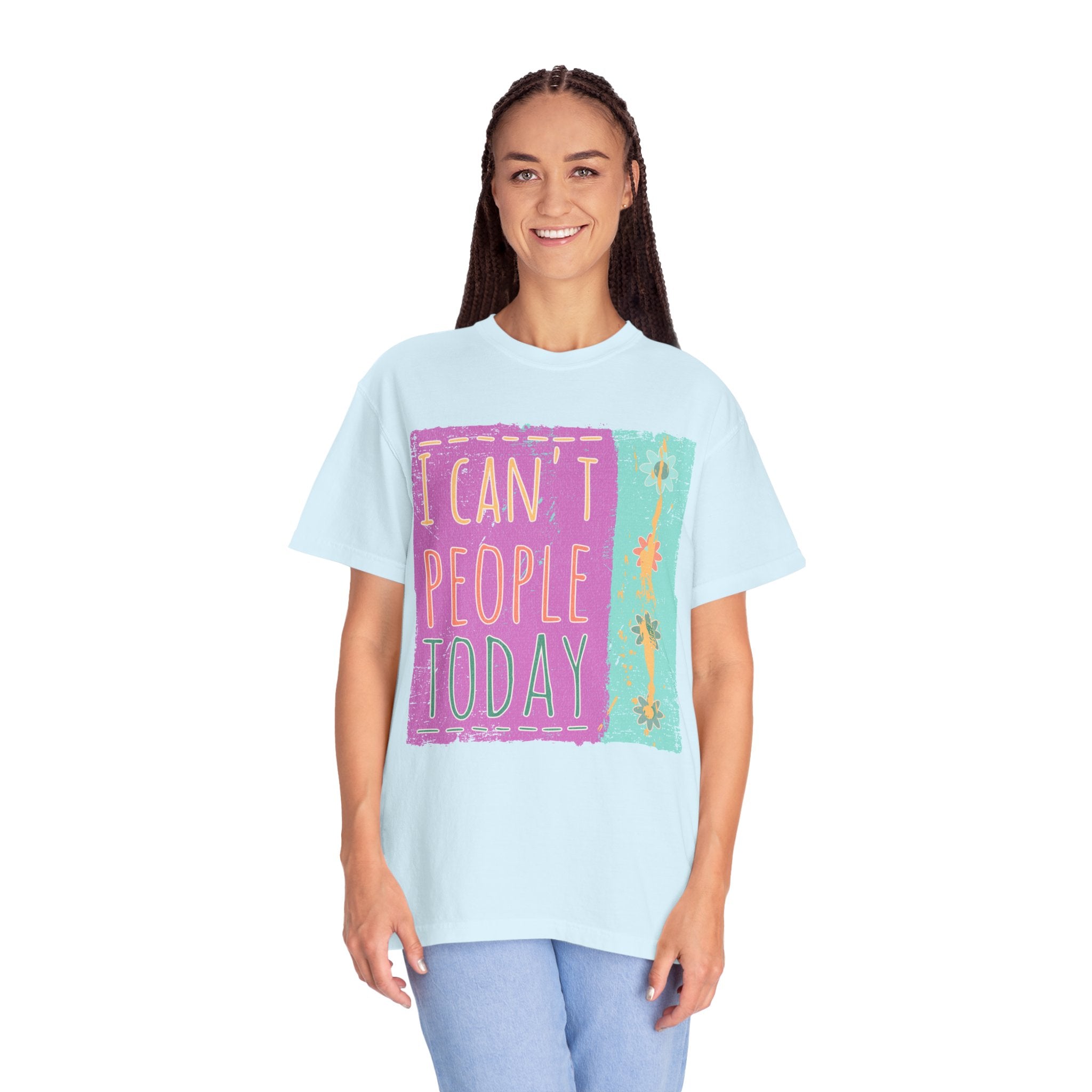 Textured I Can't People Today T-Shirt — Funny Introvert Graphic Tee