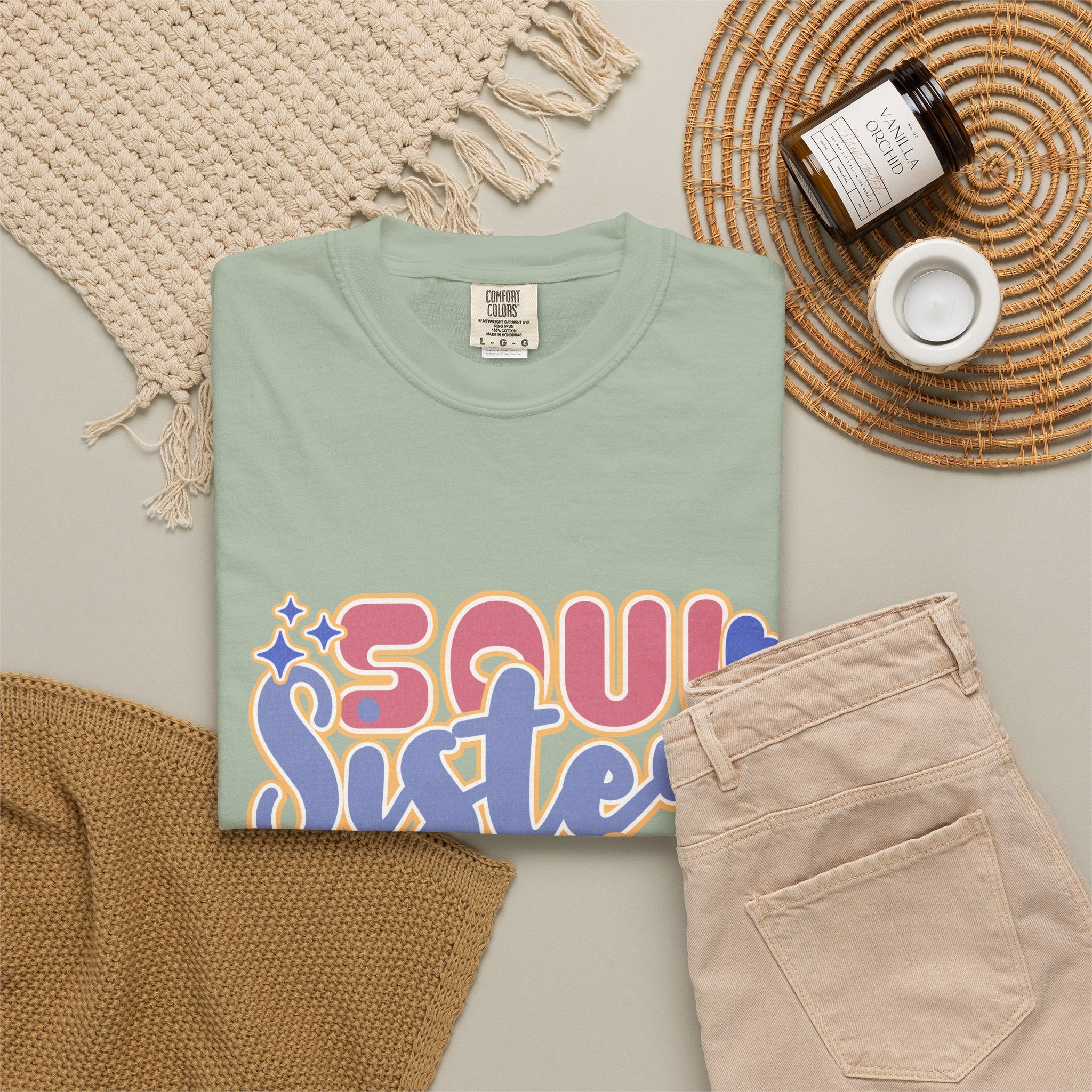 Soul Sister Textured T-Shirt — Retro Script Graphic Tee