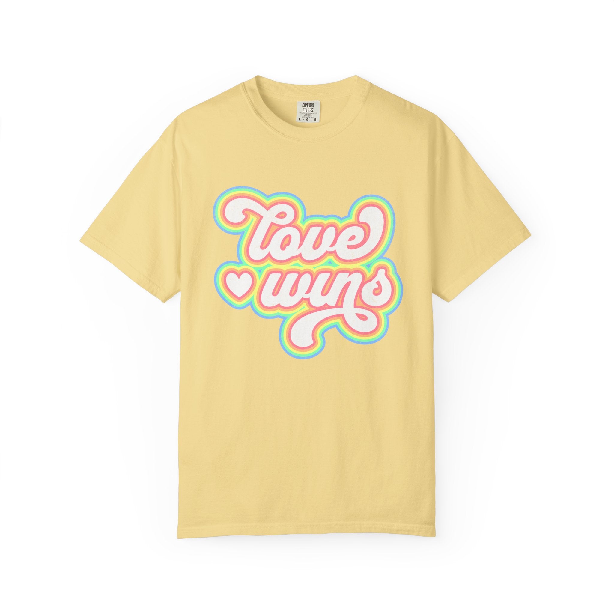 Textured Retro 'Love Wins' T-Shirt — Rainbow Script Pride Tee