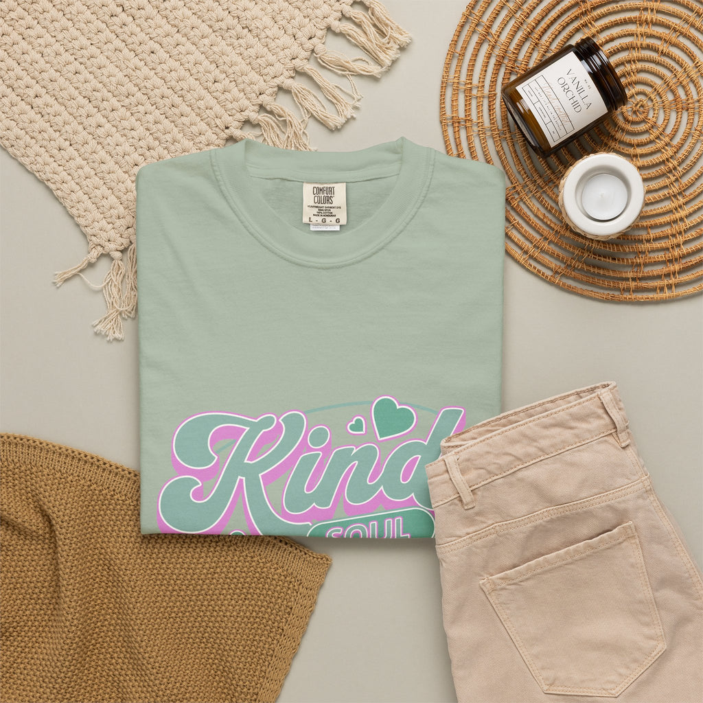 Textured Kind Soul T-Shirt — Retro Pastel Graphic Tee