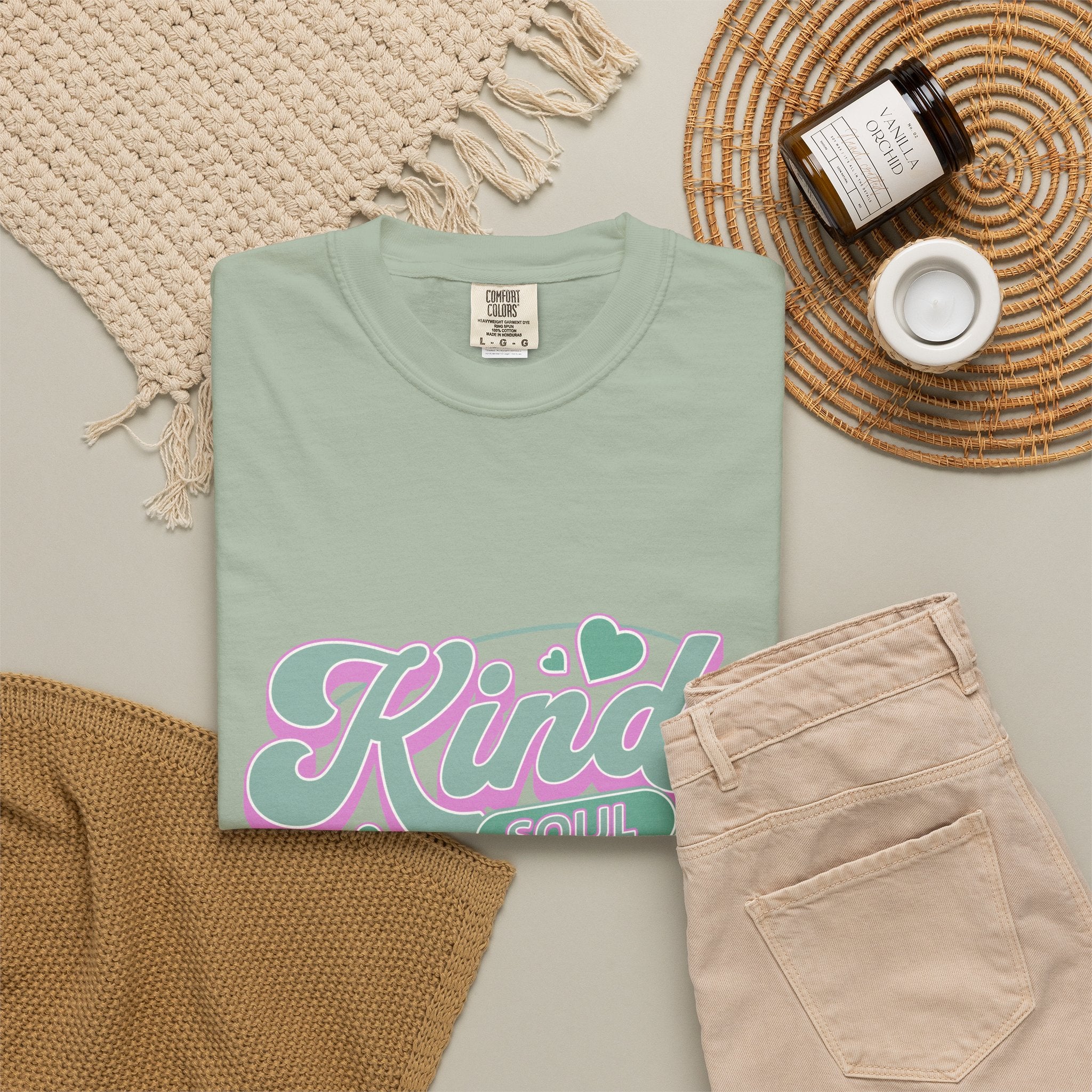 Textured Kind Soul T-Shirt — Retro Pastel Graphic Tee