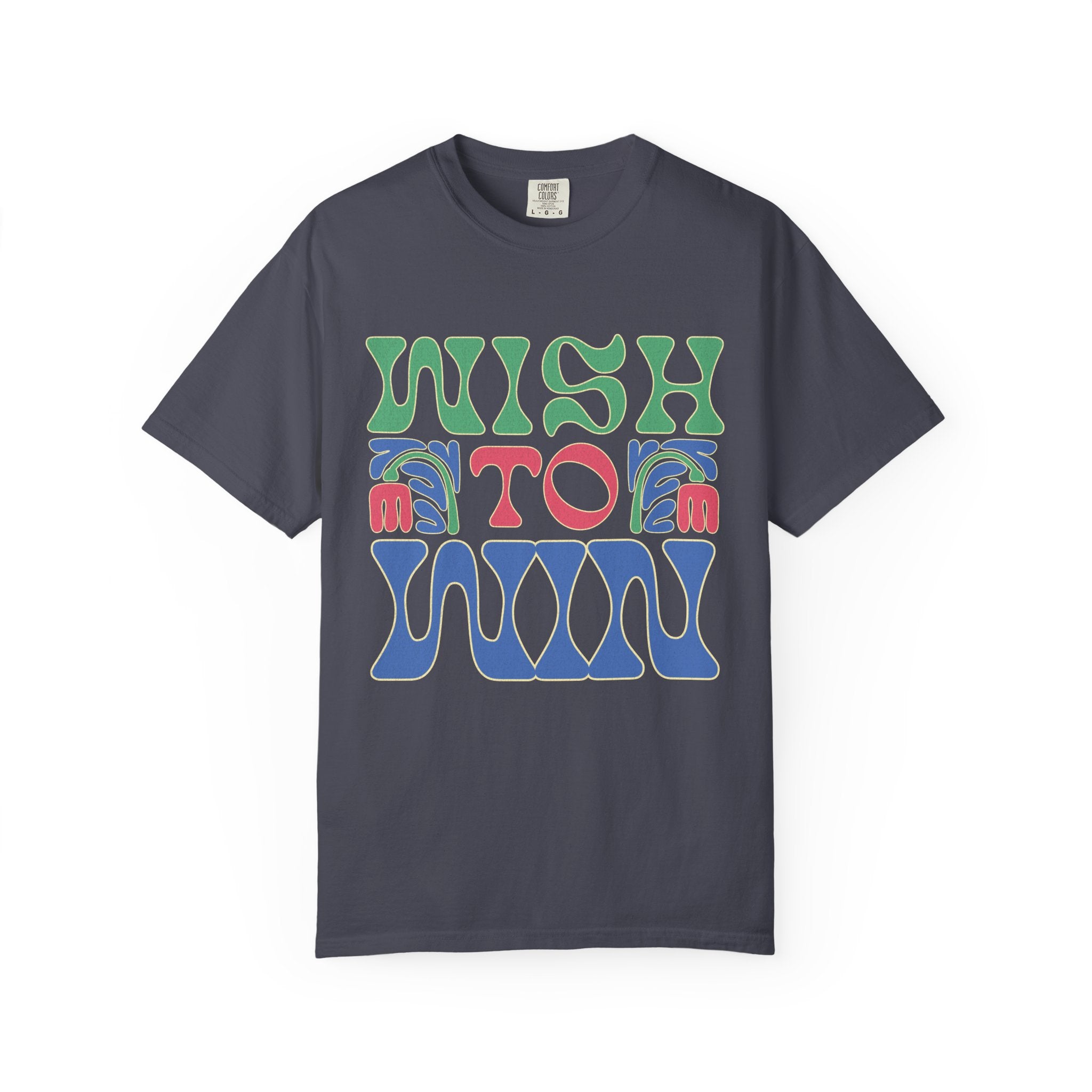 Wish to Win T-shirt |Textured Retro Psychedelic Lettering