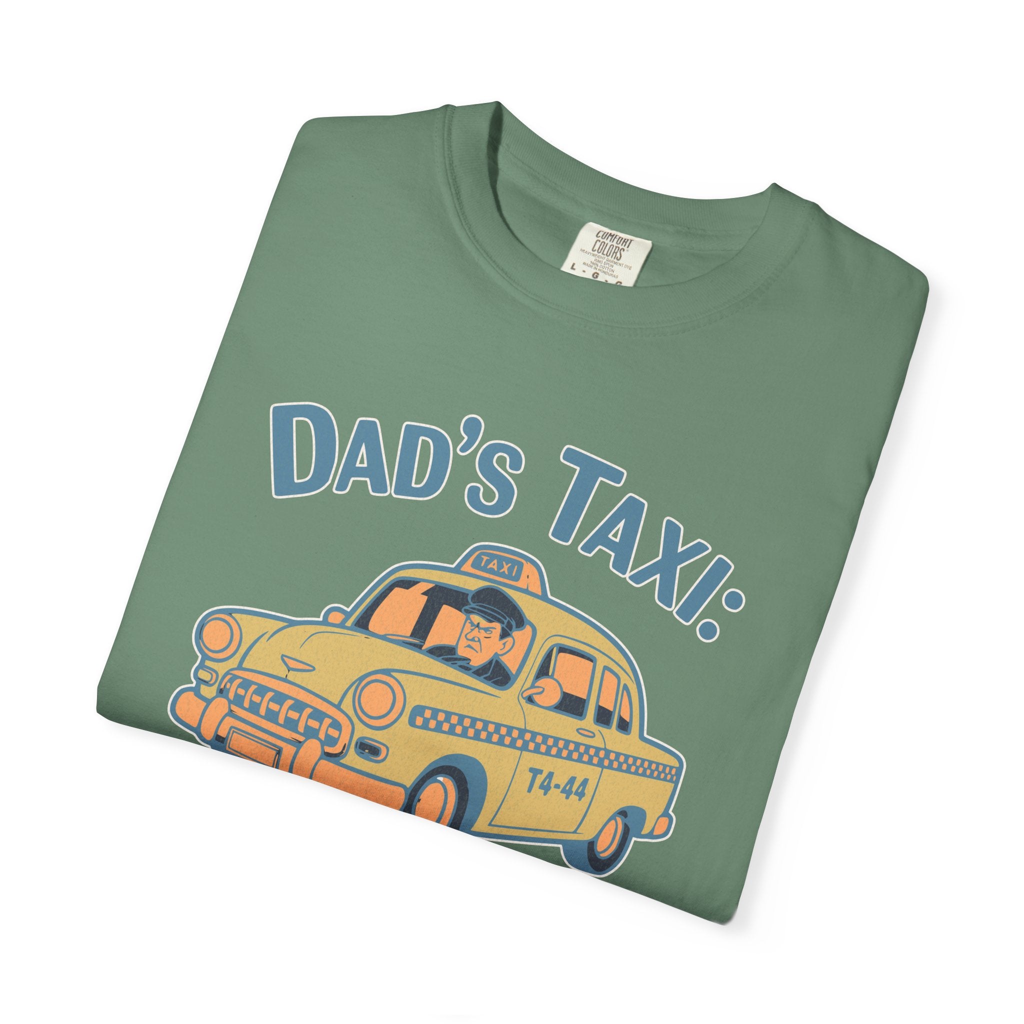 Textured Dad's Taxi T-Shirt — "This Ride Includes Unwanted Life Advice" Funny Father's Day Tee