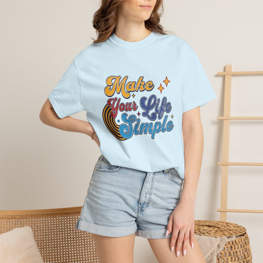 Make Your Life Simple T-Shirt |Textured Retro Script, Vintage Rainbow Stars