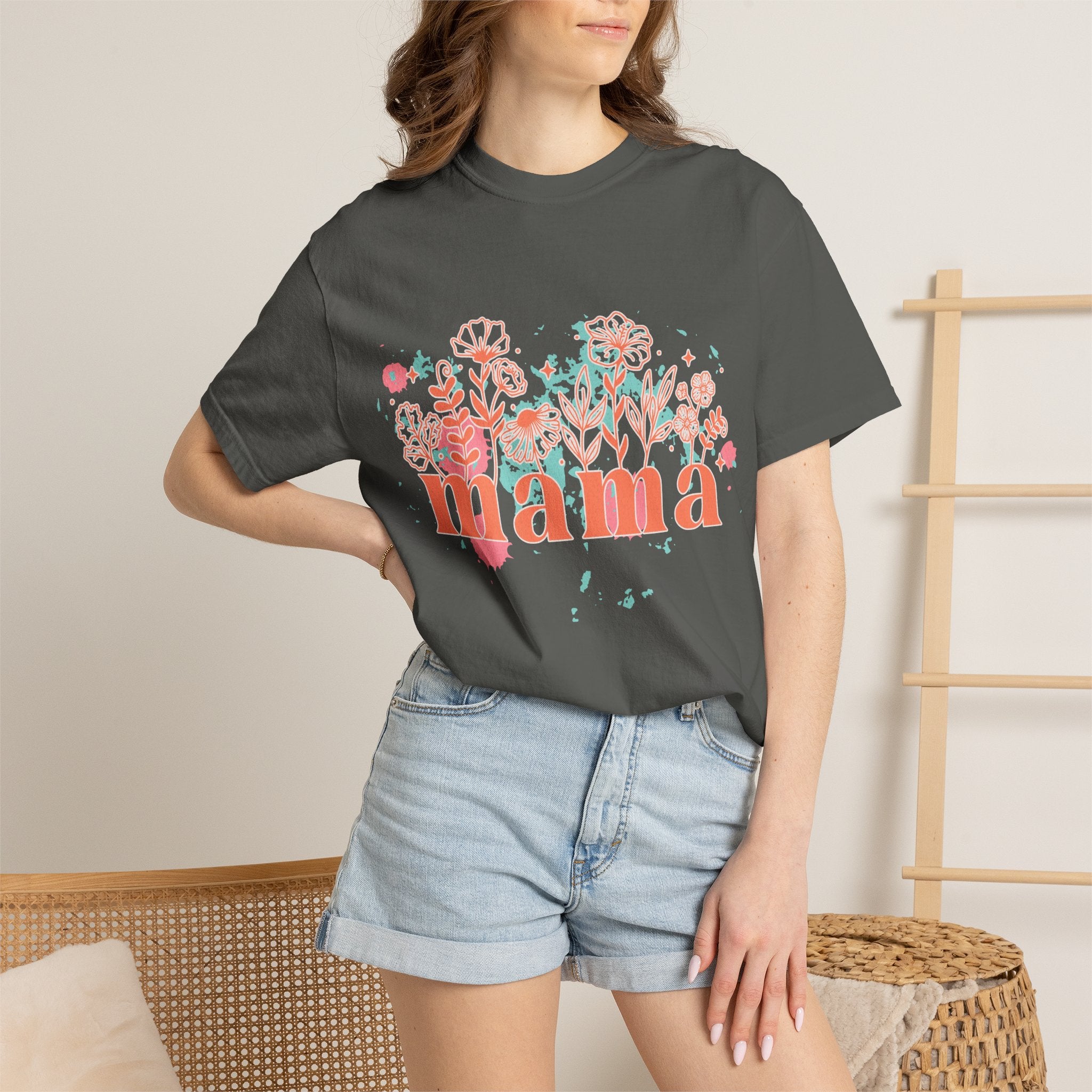 Mama Wildflower Floral Textured Splash Tee