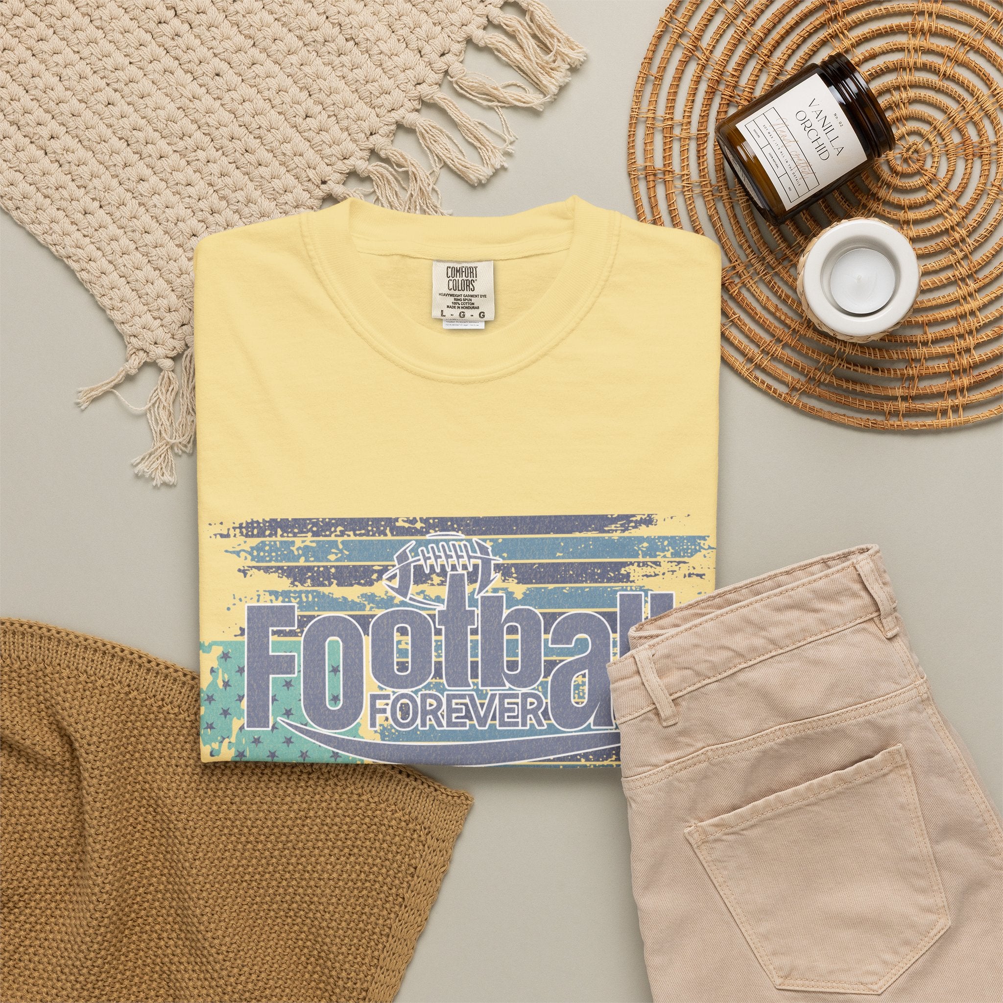 Football Forever Vintage Tee — Retro Grunge Football Graphic T-Shirt