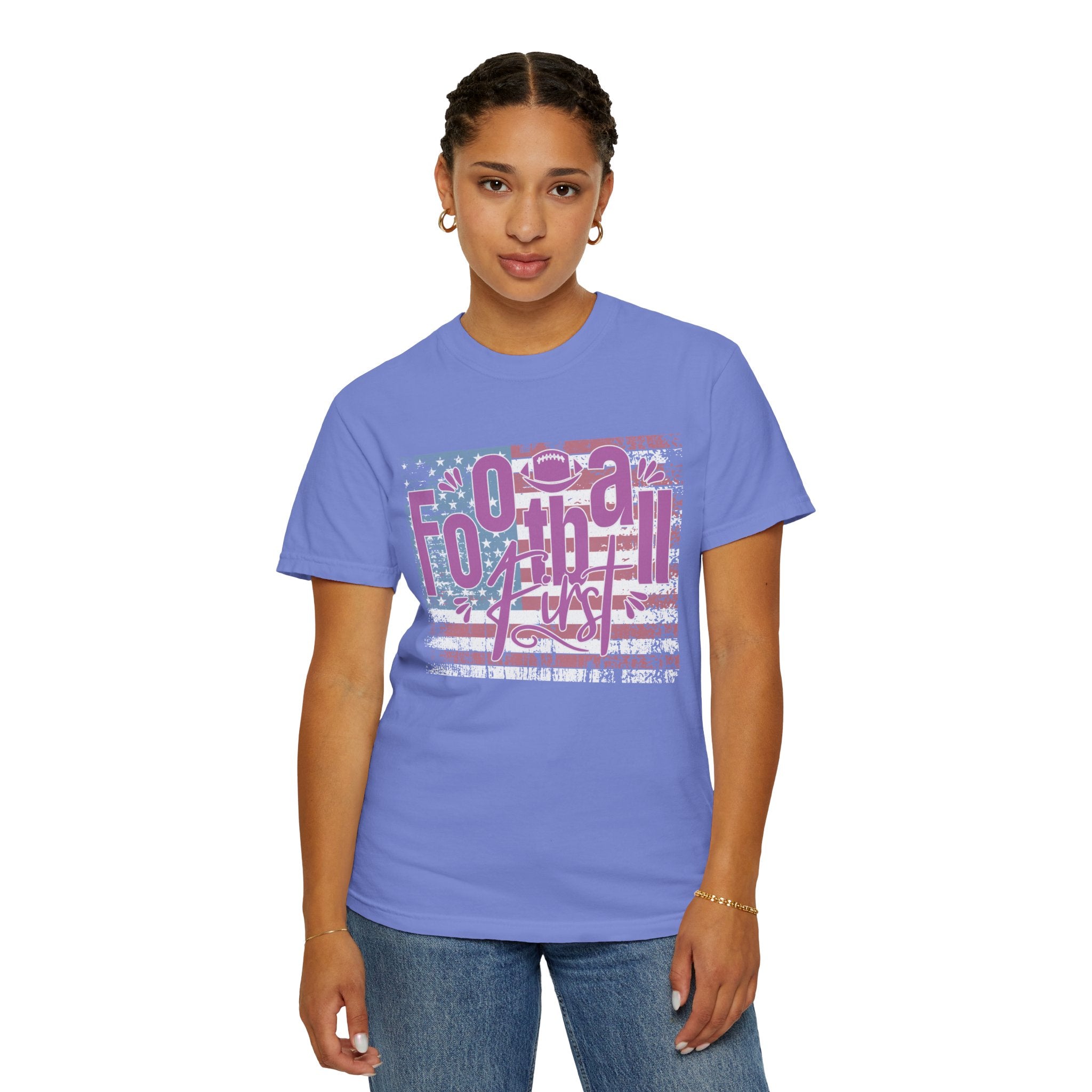 Textured Retro Americana Football First Tee