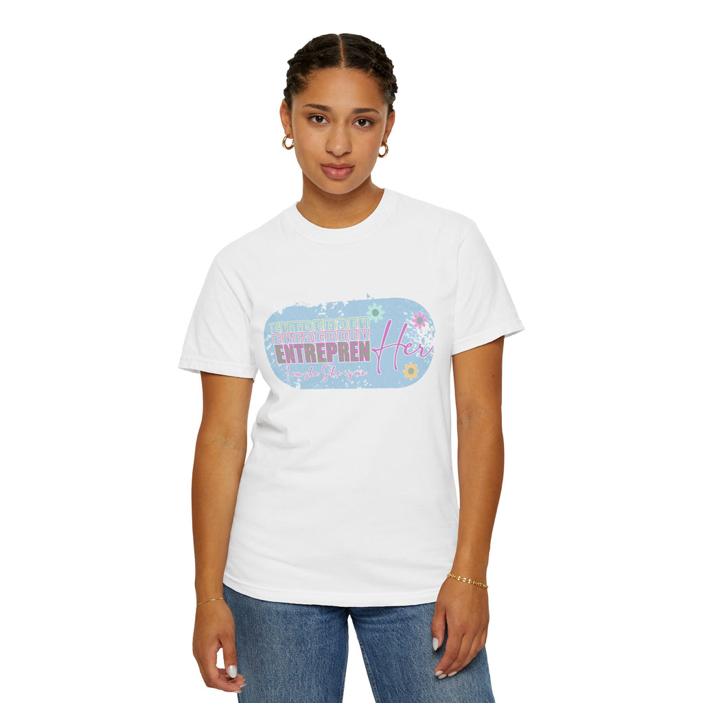 Entrepreneur Mom Floral Textured Tee — 'EntreprenHer' Graphic T-Shirt