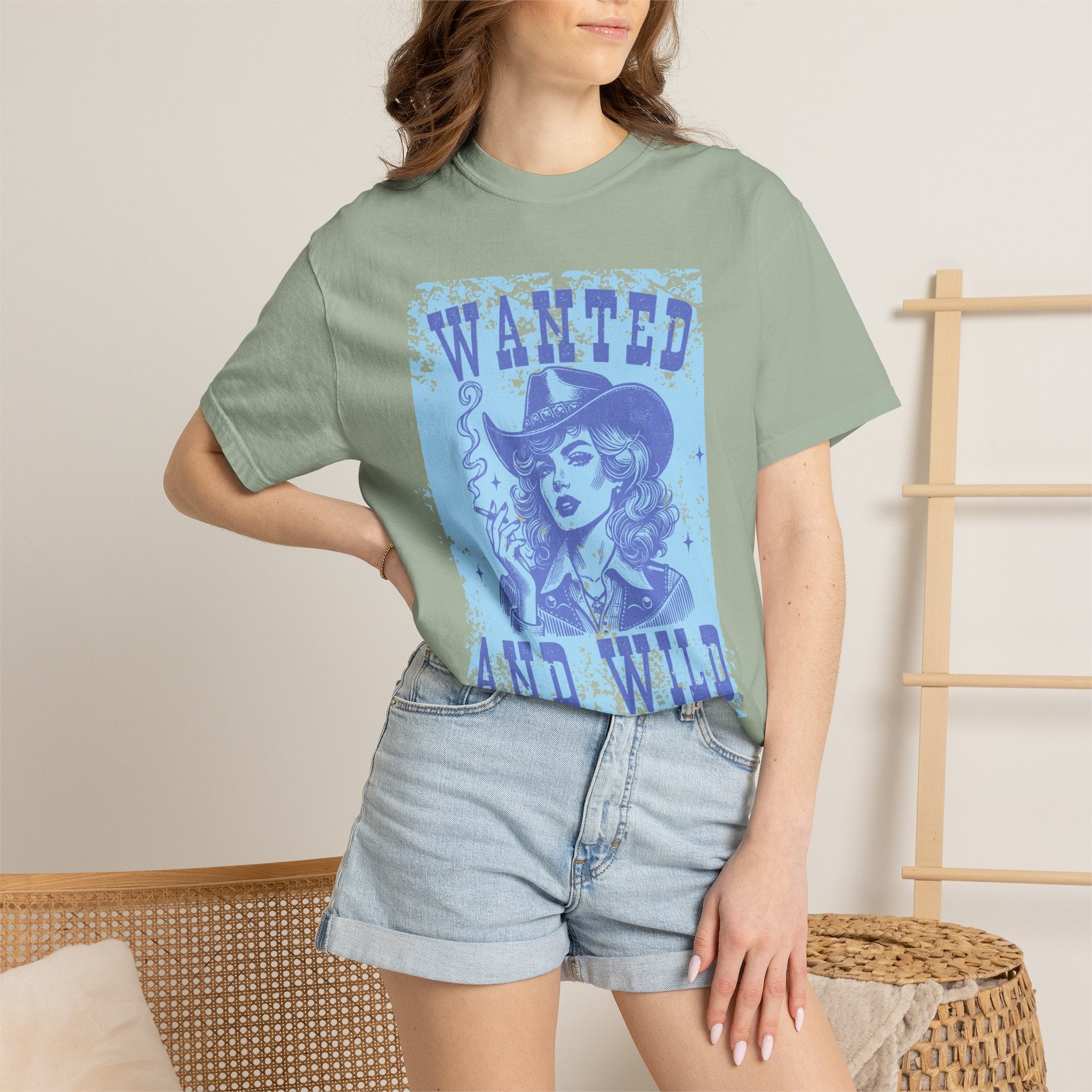 Textured Wanted and Wild Cowboy Girl T-Shirt