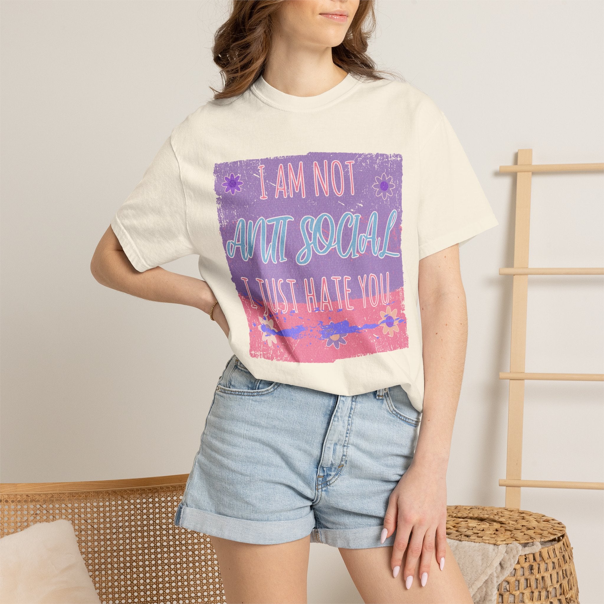 I Am Not Anti Social I Just Hate You Graphic Textured T-Shirt