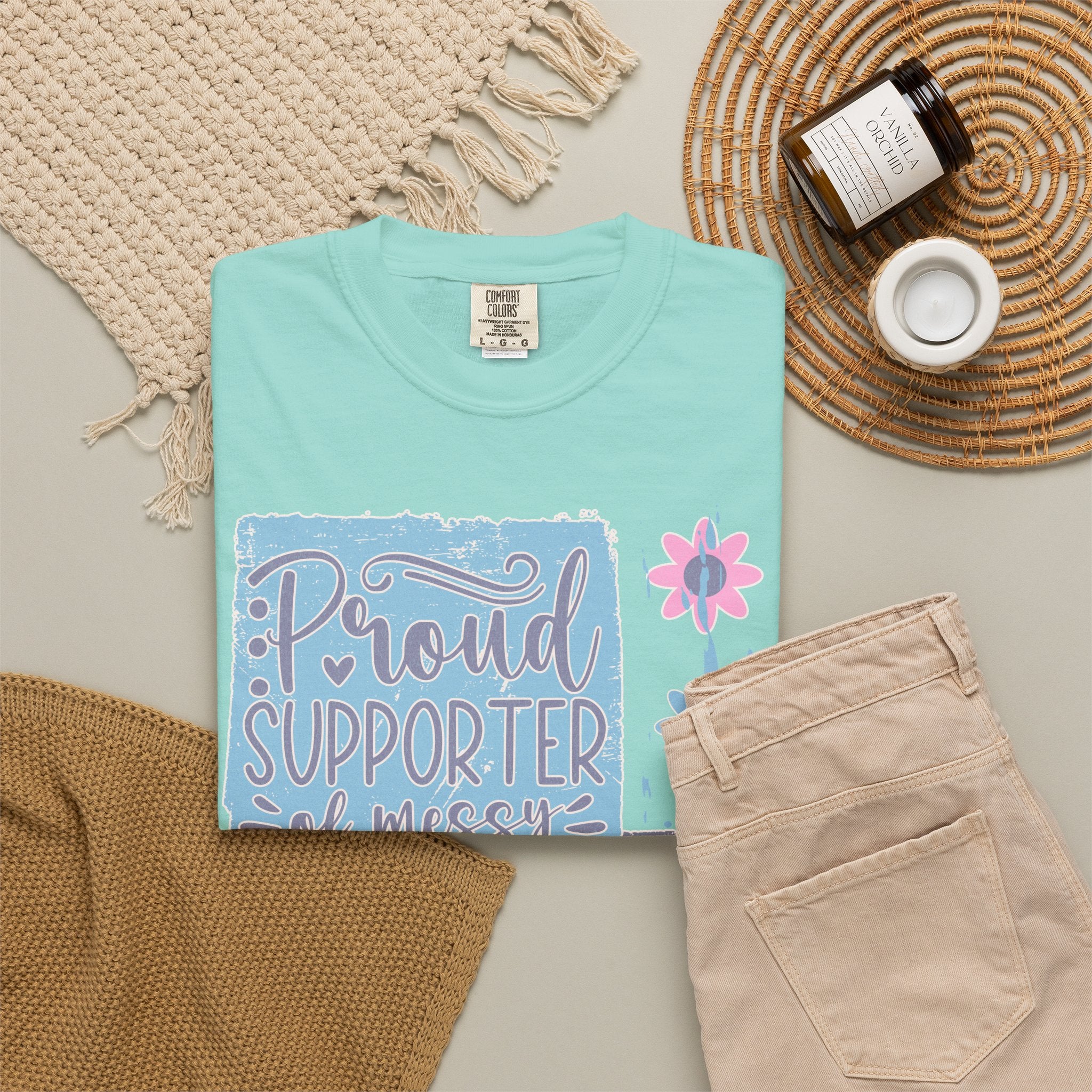 Supporter of Messy Hair & Sweatpants Textured T-Shirt