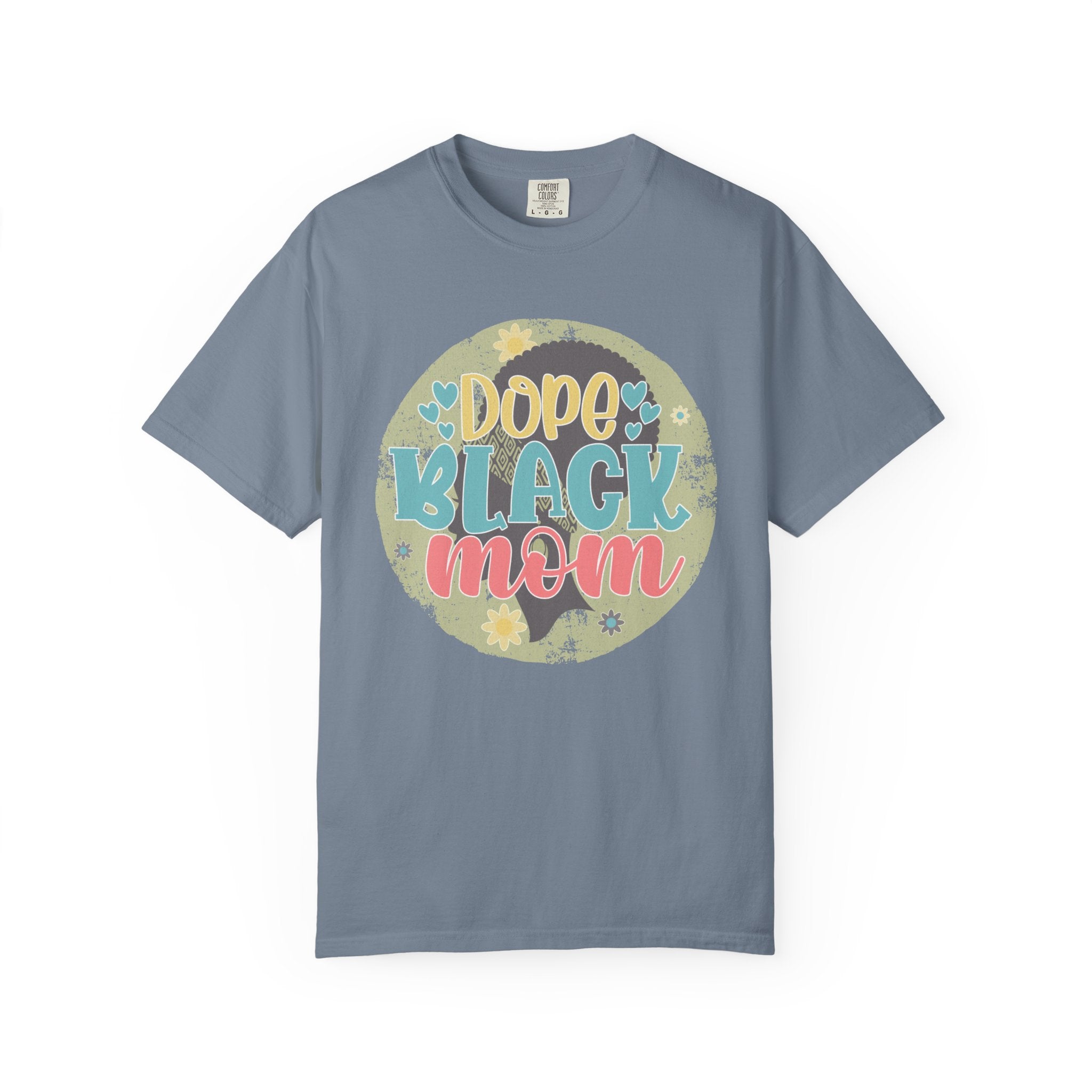 Dope Black Mom Textured T-Shirt — Floral Retro Graphic Tee for Moms