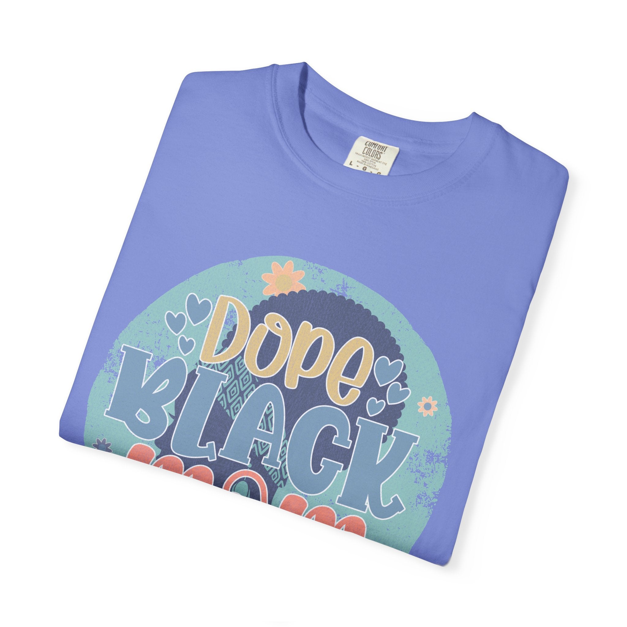 Dope Black Mom Textured T-Shirt — Retro Floral Graphic Tee for Proud Moms