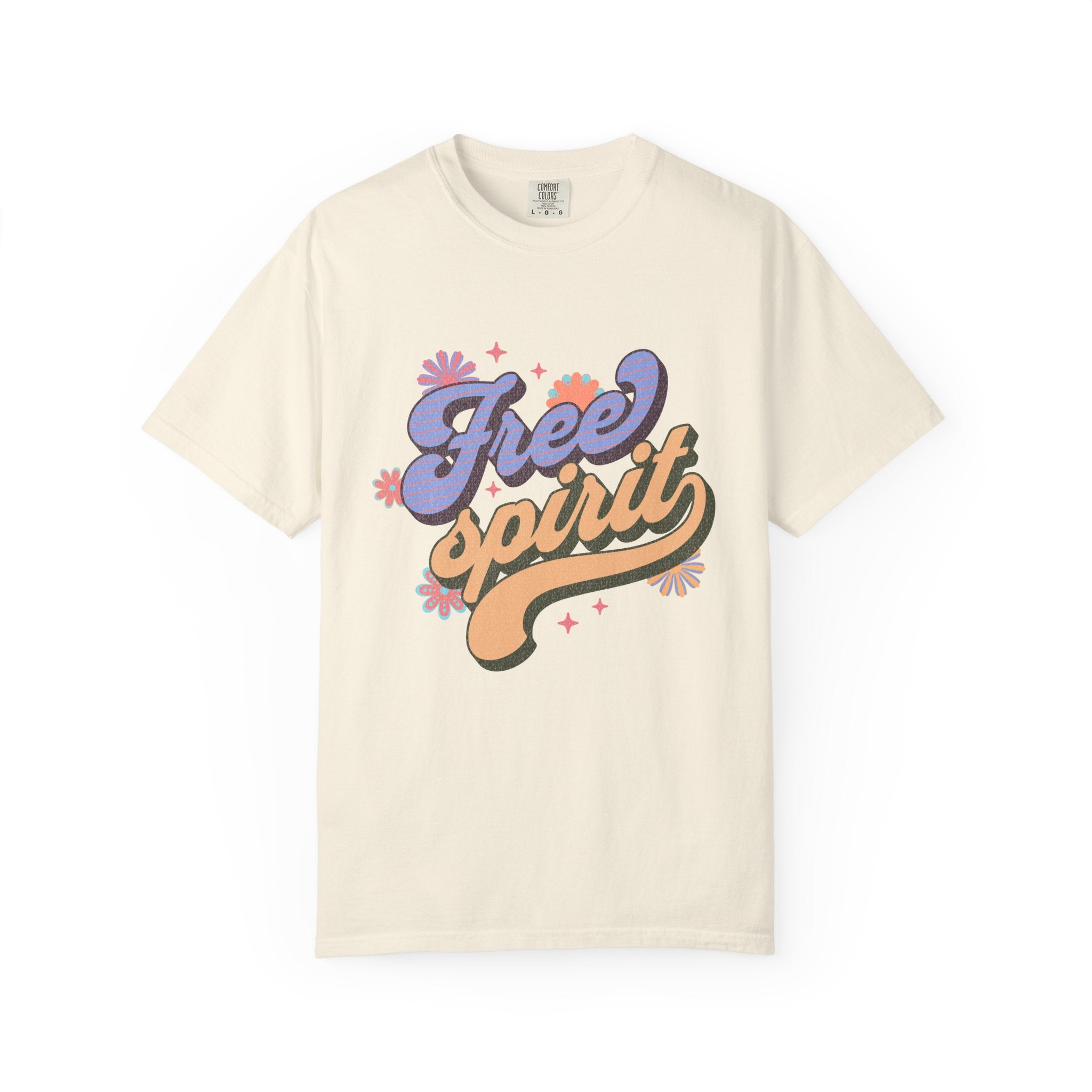 Textured Free Spirit T-Shirt — Retro Hand-Lettered Graphic Tee