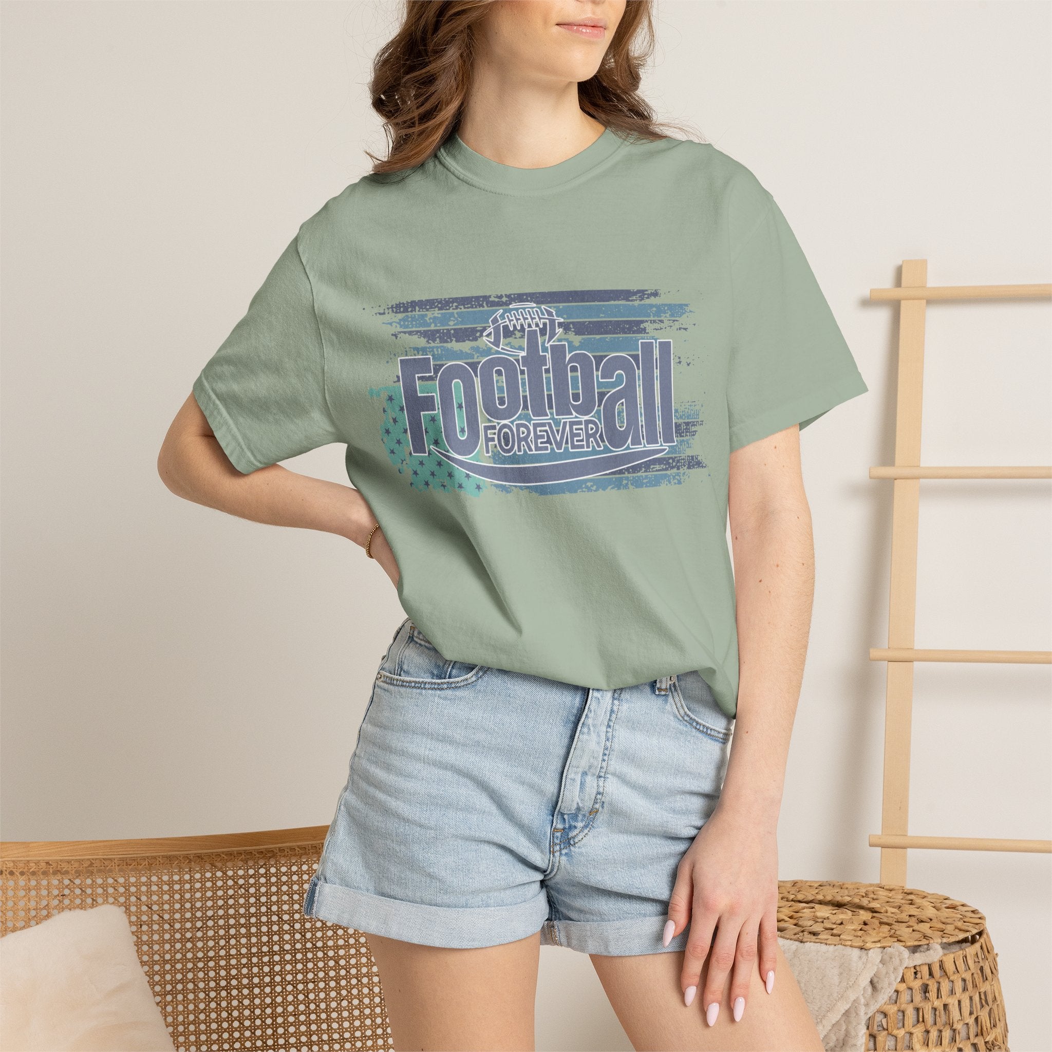Football Forever Vintage Tee — Retro Grunge Football Graphic T-Shirt