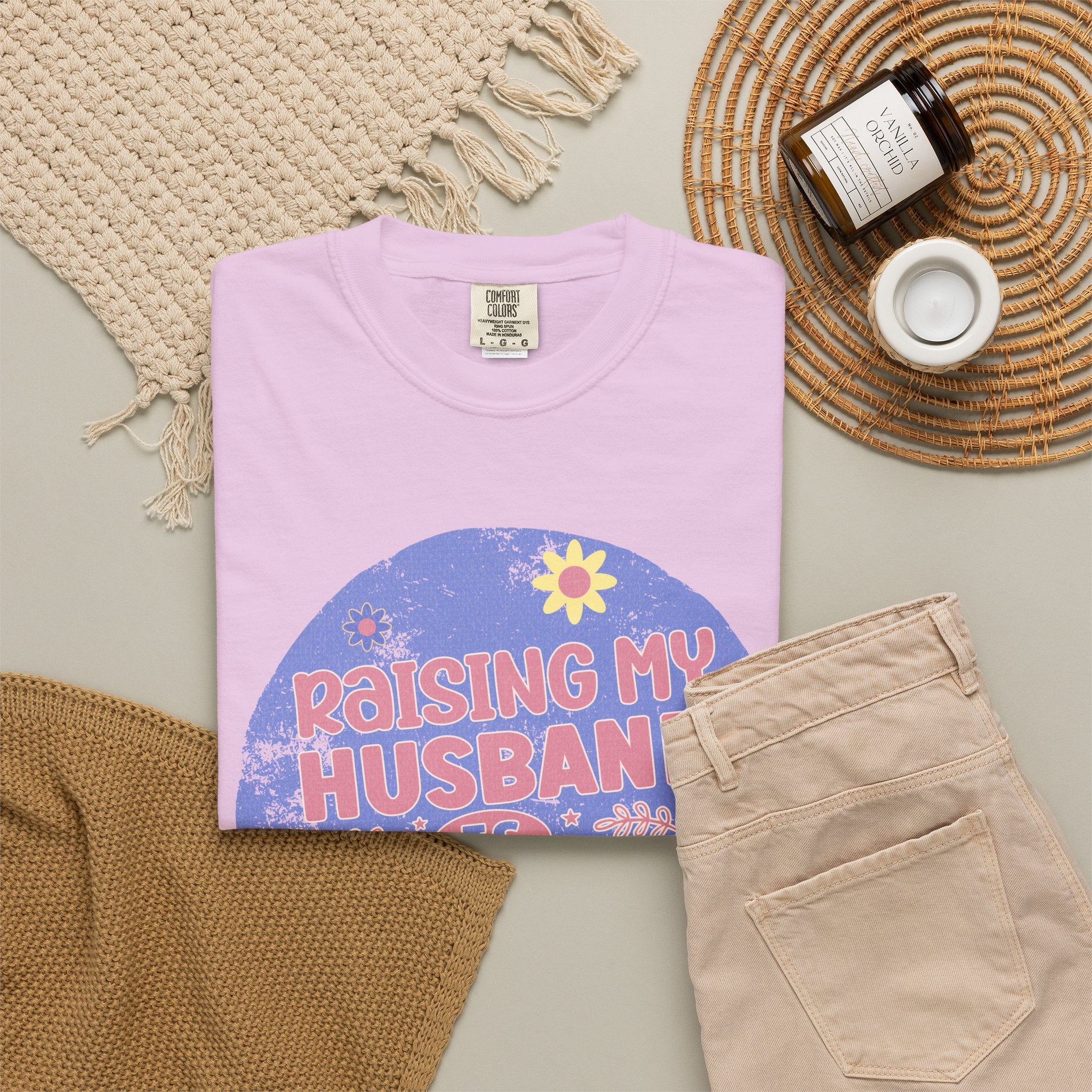 Raising My Husband Is Exhausting Textured Tee — Funny Mom Wife Graphic T-Shirt