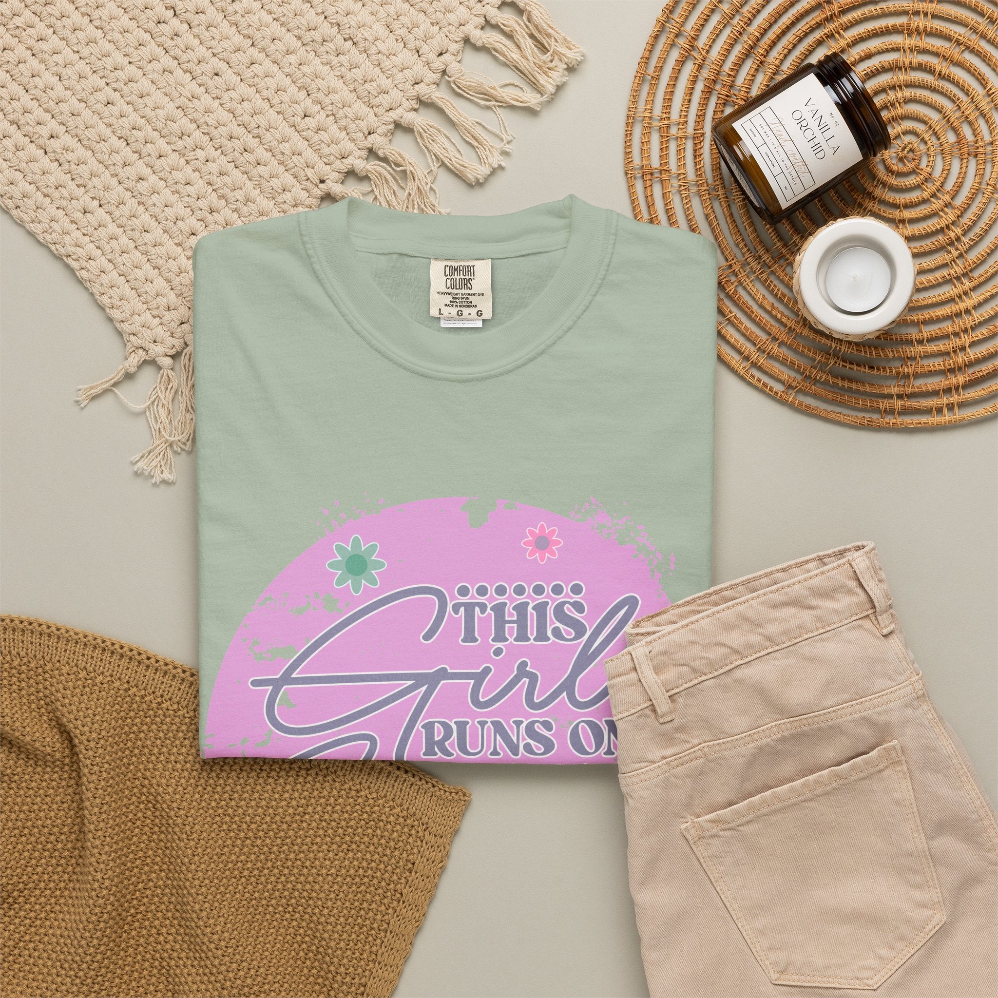 This Girl Runs on Caffeine & Sarcasm Textured T-Shirt