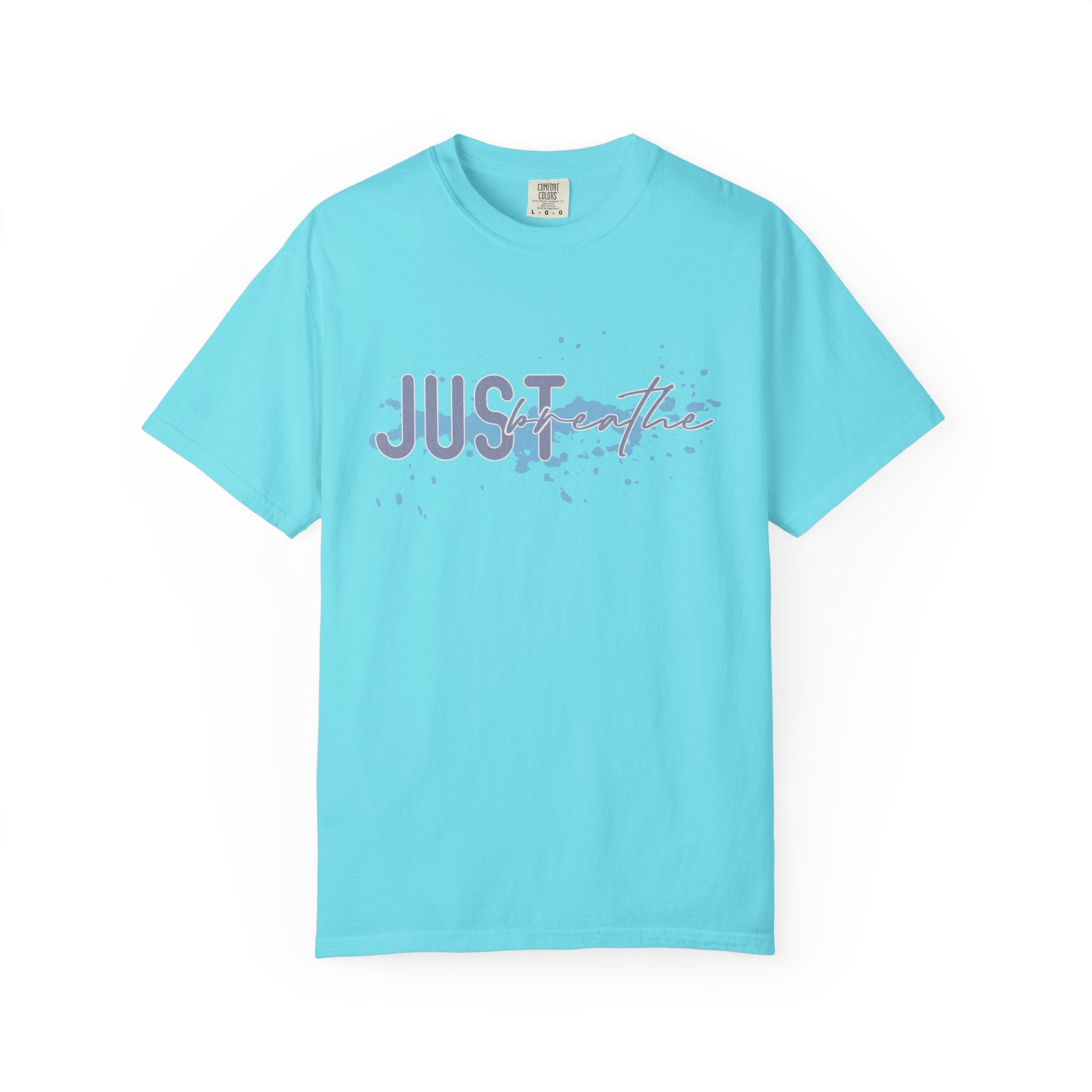 Just Breathe Textured T-Shirt — Relaxed Watercolor Script Tee