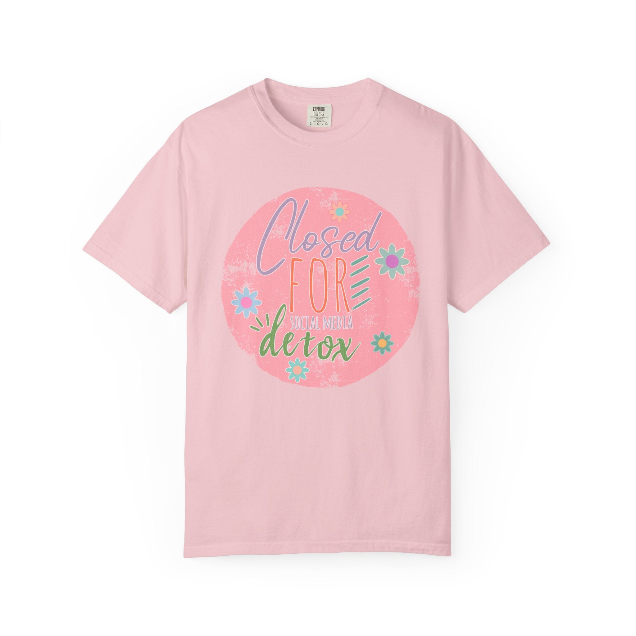 Closed For Detox Textured T‑Shirt — Cute Floral Wellness Tee