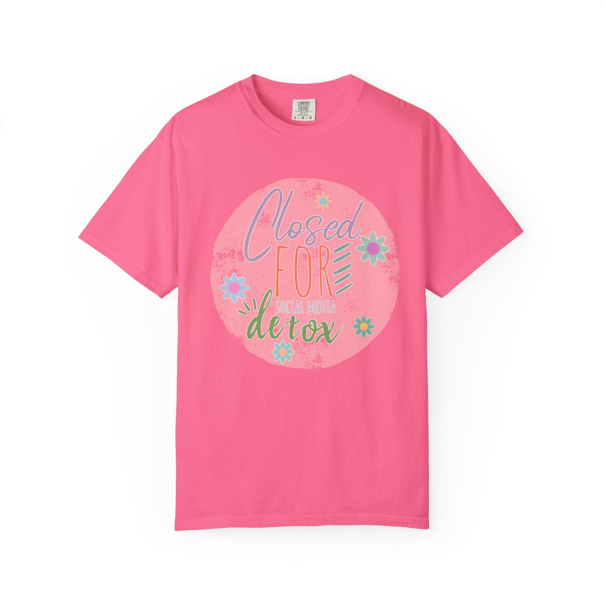 Closed For Detox Textured T‑Shirt — Cute Floral Wellness Tee