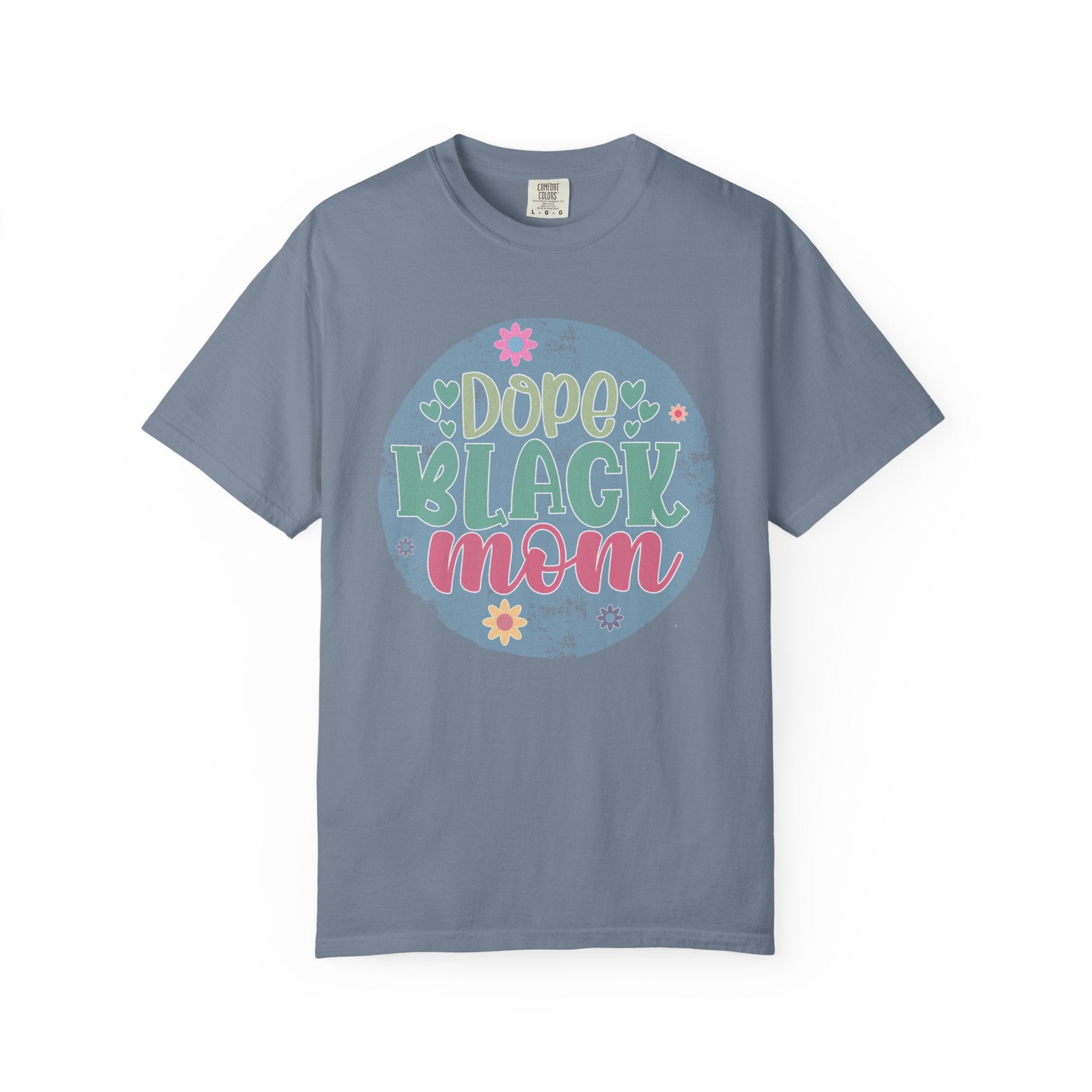Dope Black Mom Textured T-Shirt — Floral Retro Circle Graphic Tee for Mothers