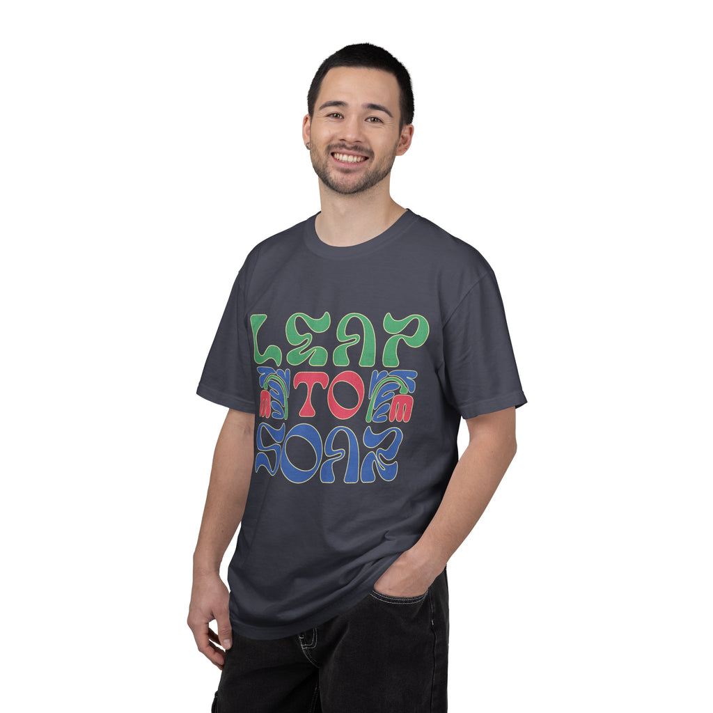 Leap To Soar T-shirt |Textured Retro Psychedelic Typography