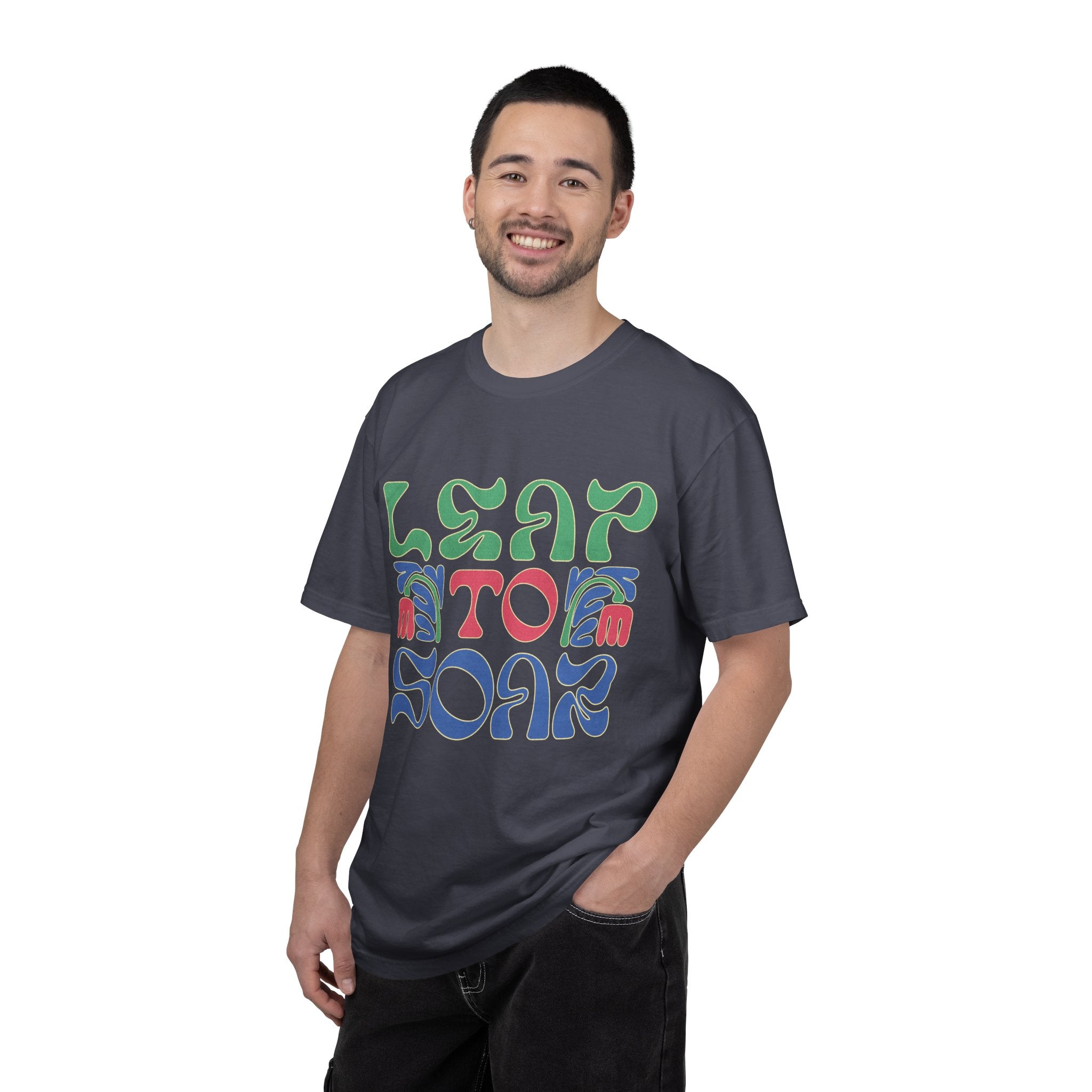 Leap To Soar T-shirt |Textured Retro Psychedelic Typography