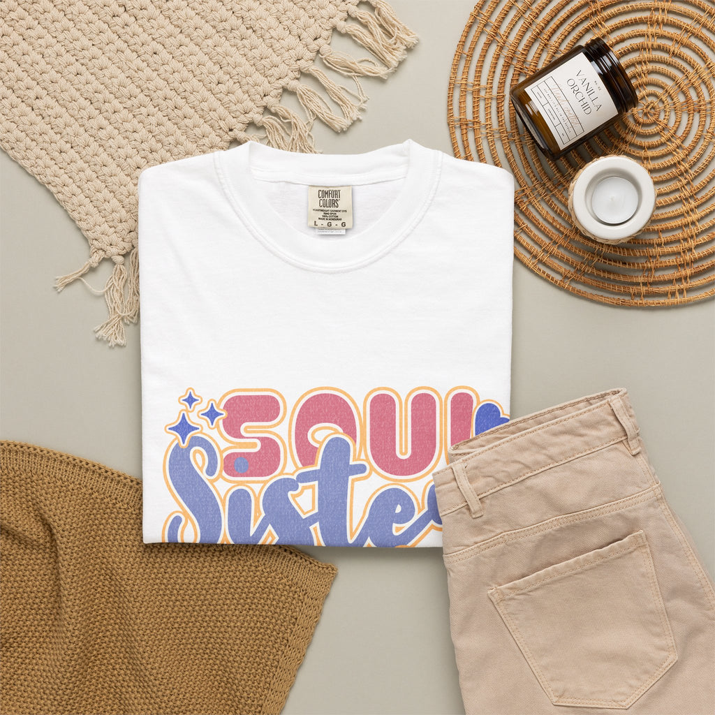 Soul Sister Textured T-Shirt — Retro Script Graphic Tee