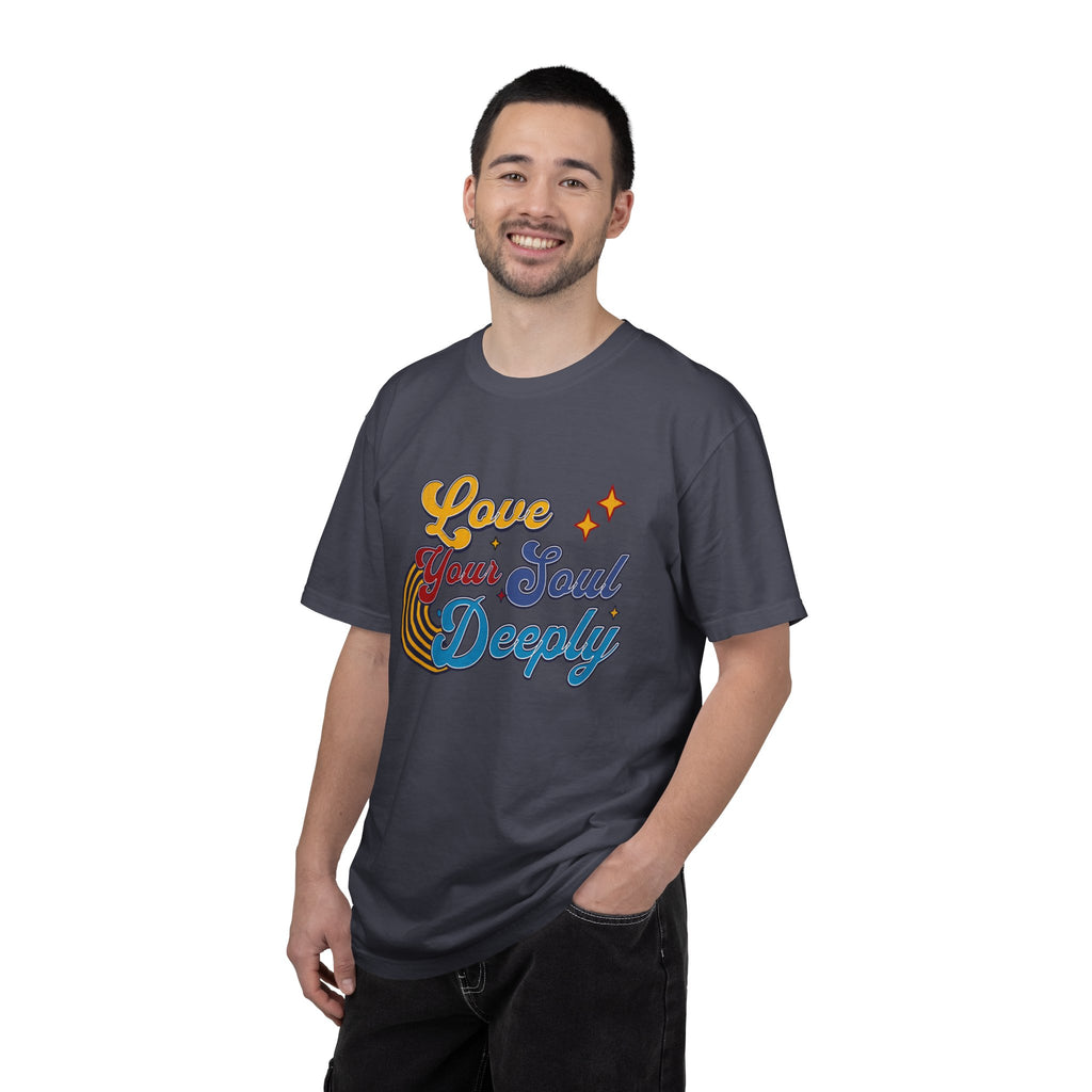 Textured Love Your Soul Deeply T-Shirt — Retro Positive Message Tee