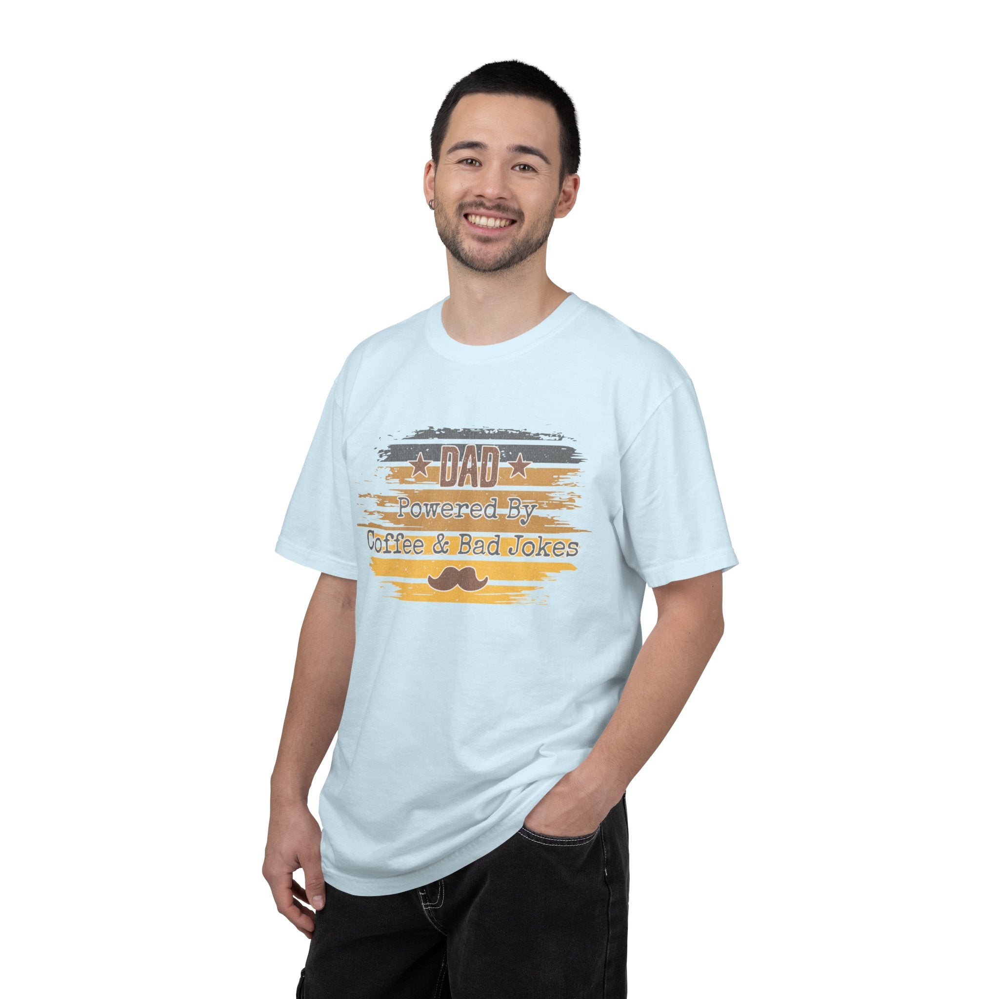 Dad Powered by Coffee & Bad Jokes Textured  T-Shirt