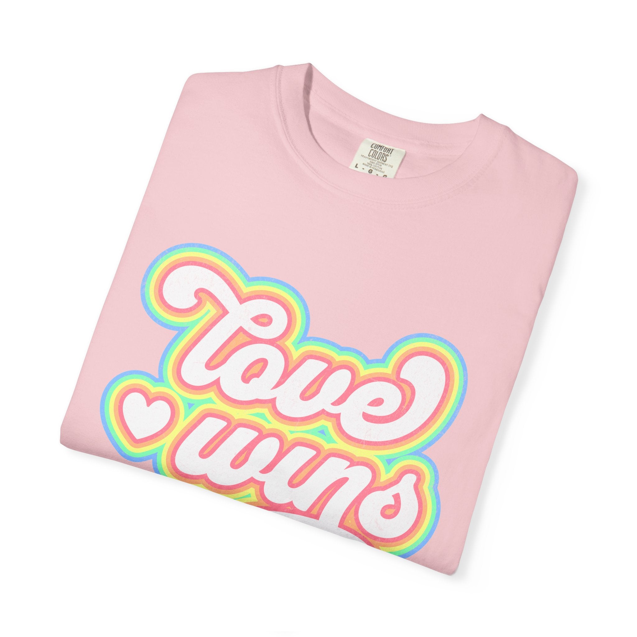 Textured Retro 'Love Wins' T-Shirt — Rainbow Script Pride Tee
