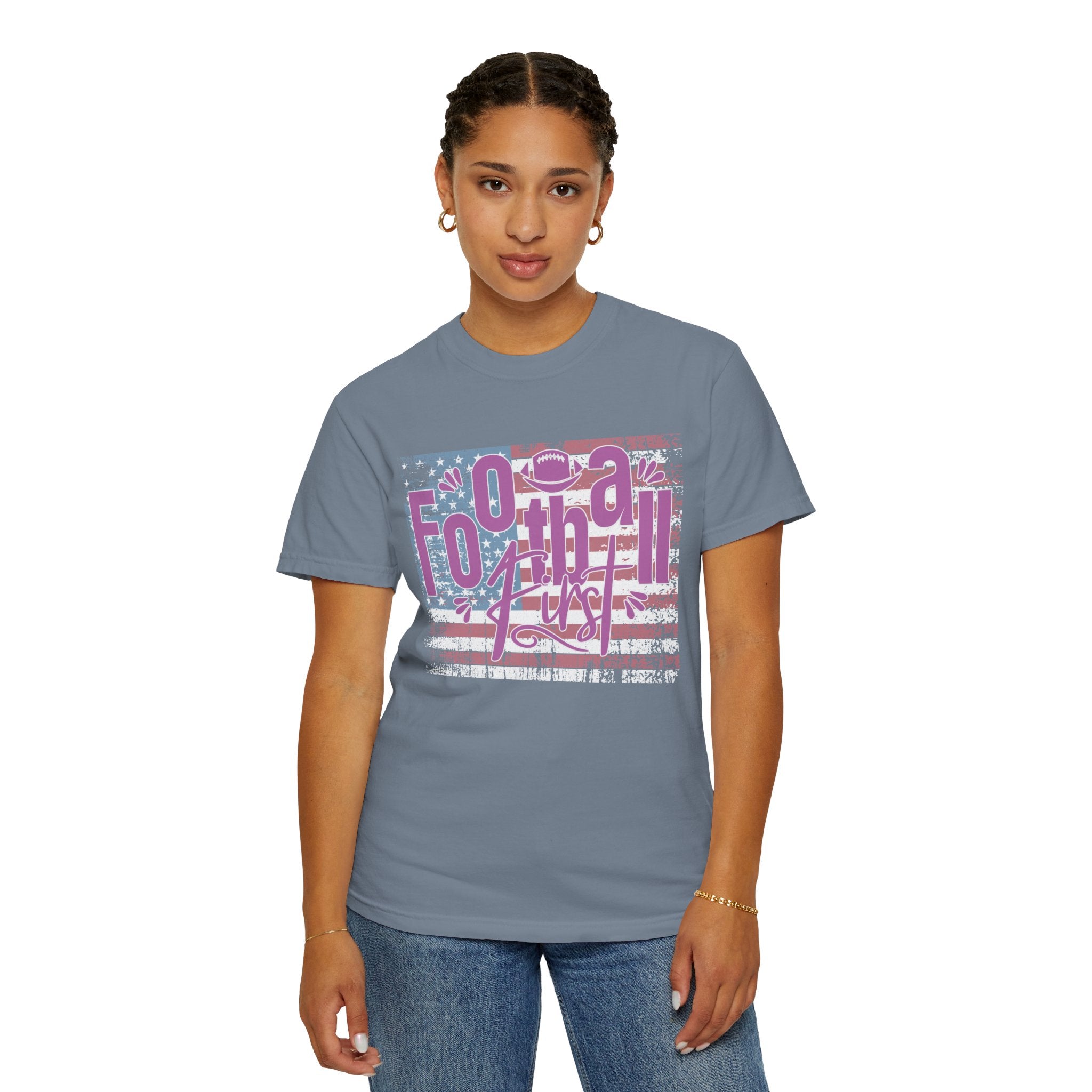 Textured Retro Americana Football First Tee