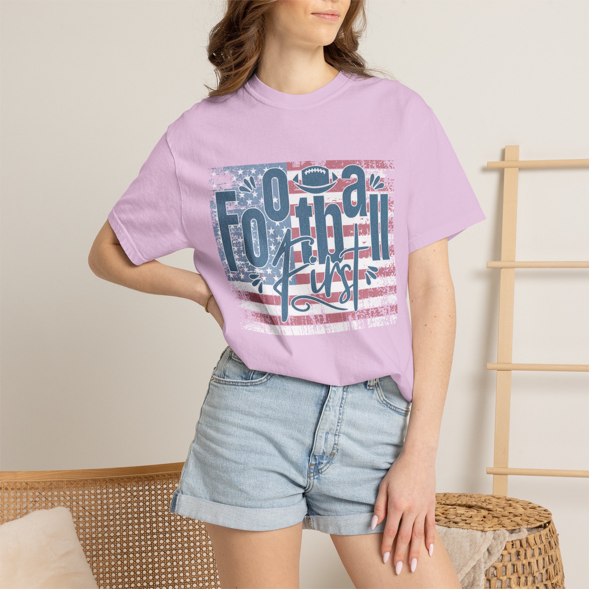 Textured Retro Americana Football First Tee