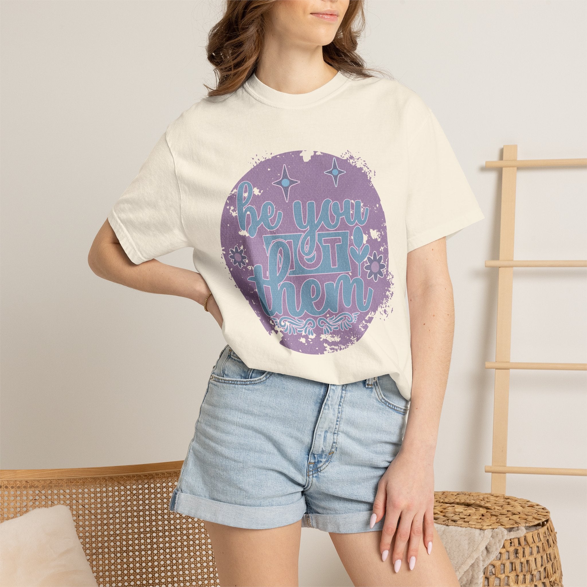Be You, Not Them Textured T-Shirt — Retro Positive Graphic Tee