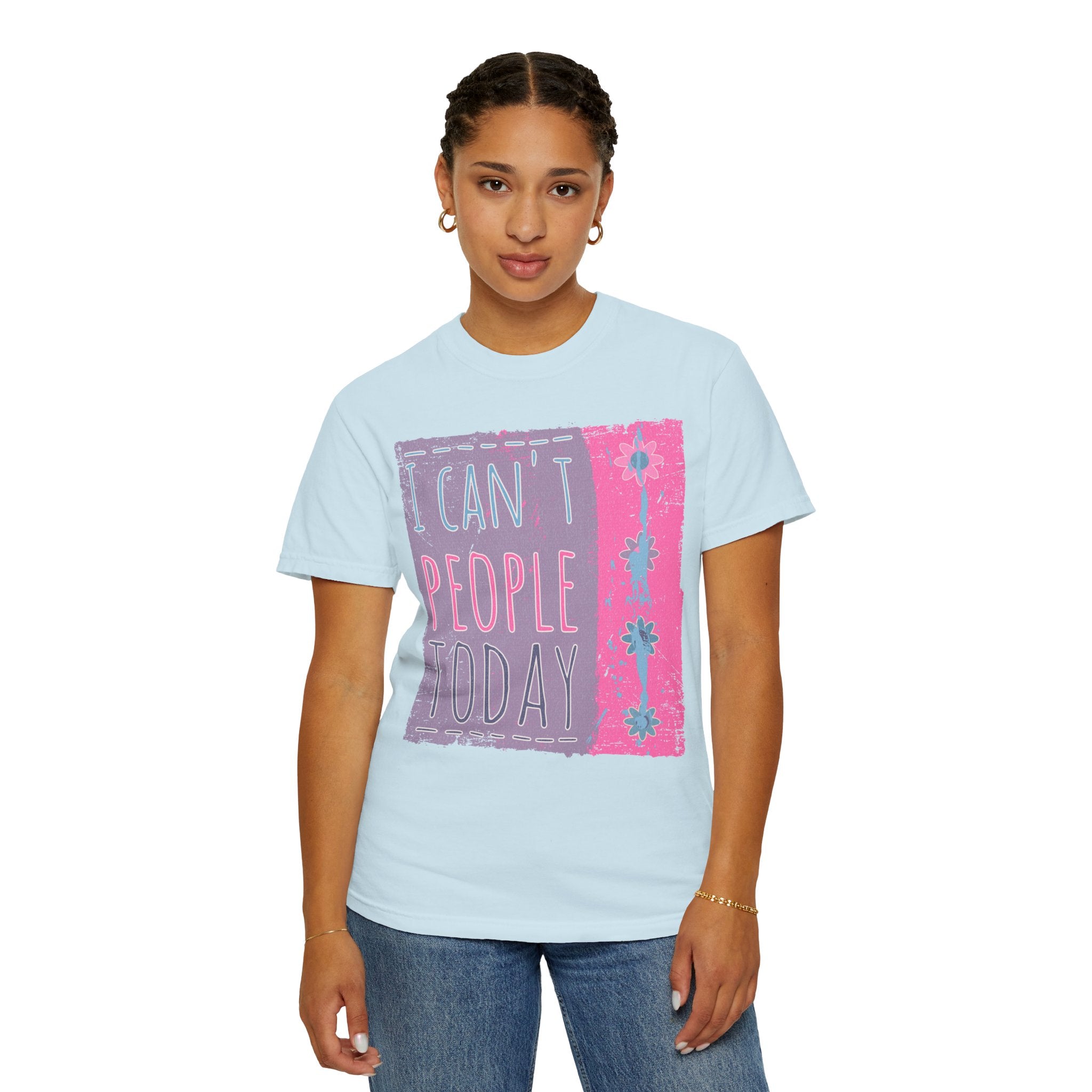 I Can't People Today Textured T-Shirt – Funny Introvert Graphic Tee