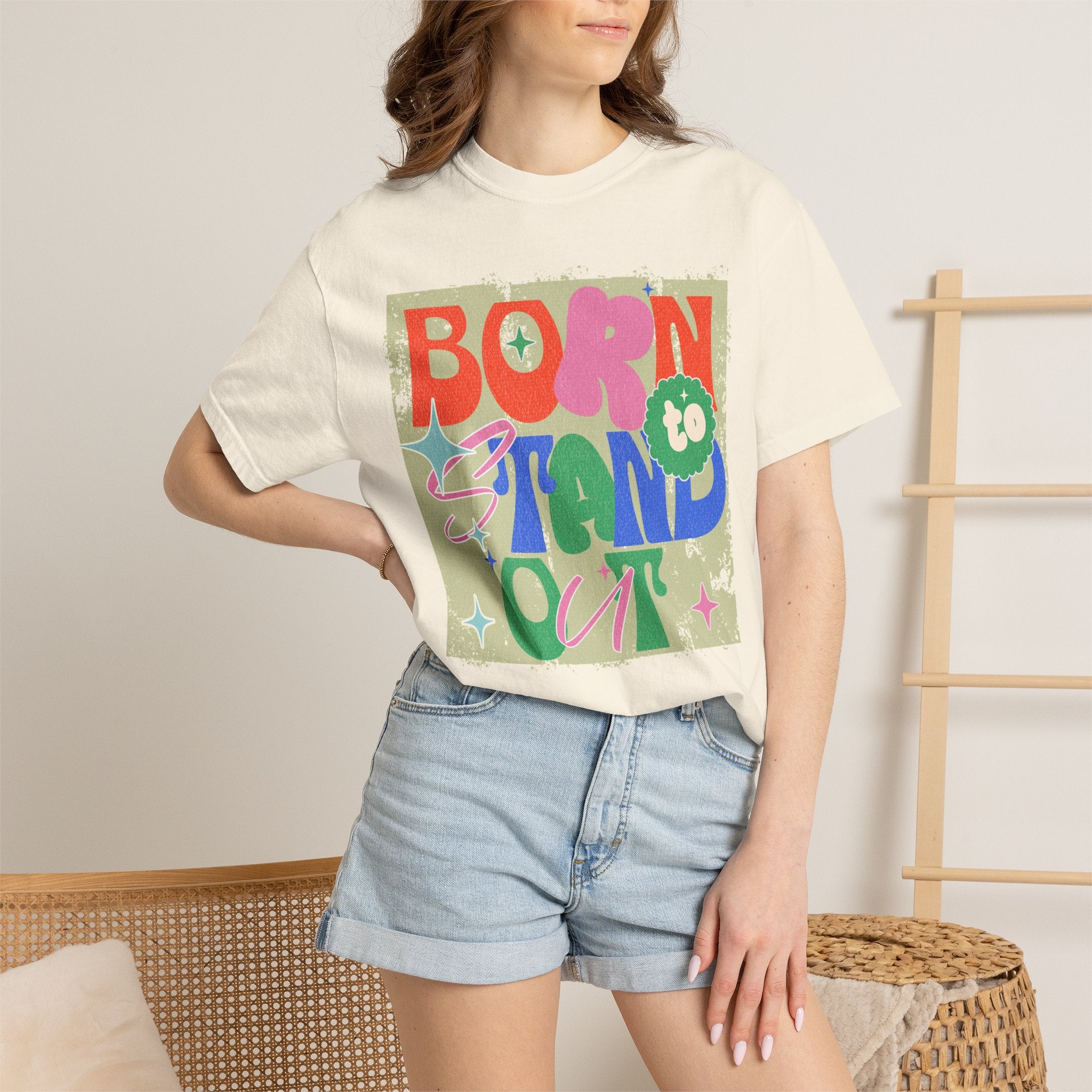 Born to Stand Out Graphic Textured T-Shirt