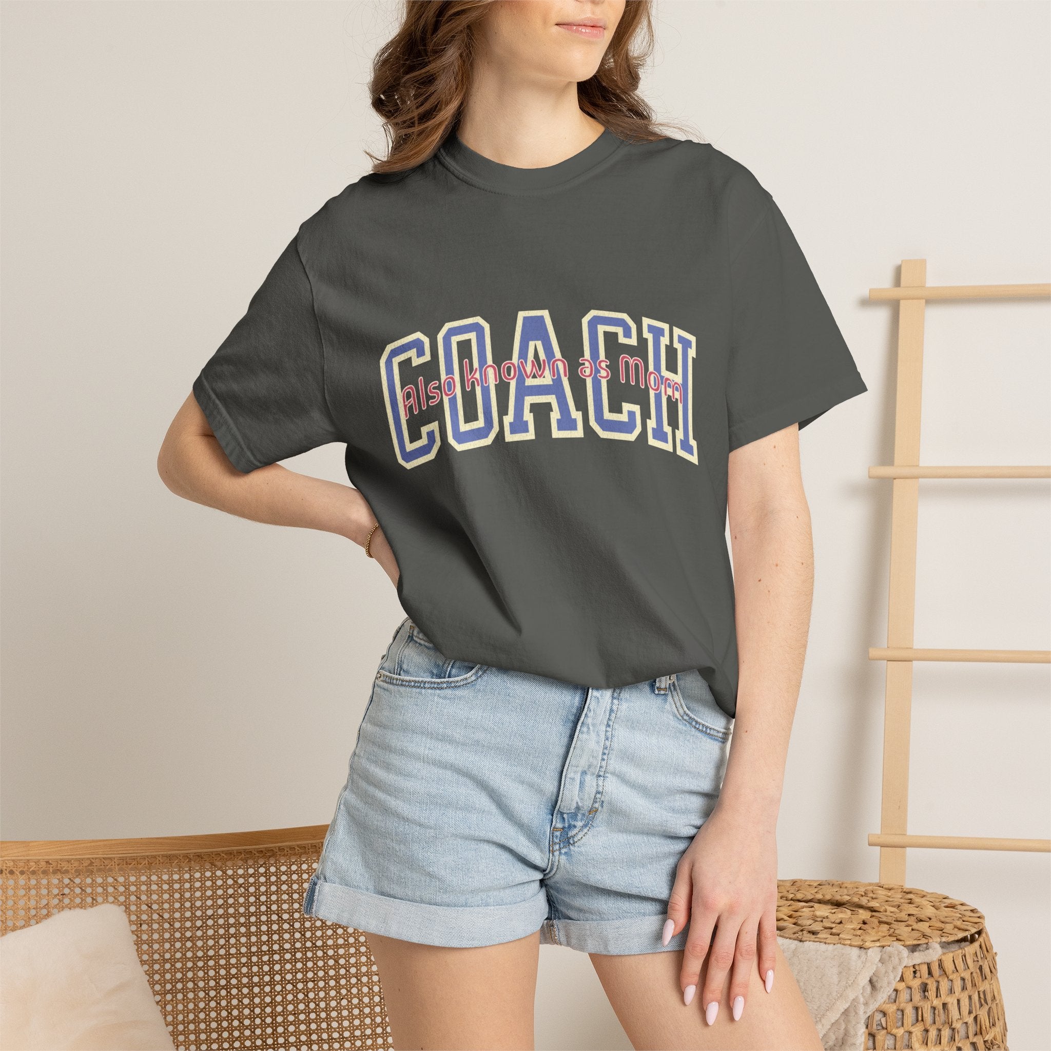 Coach Also Known As Mom — Textured Collegiate Style Tee