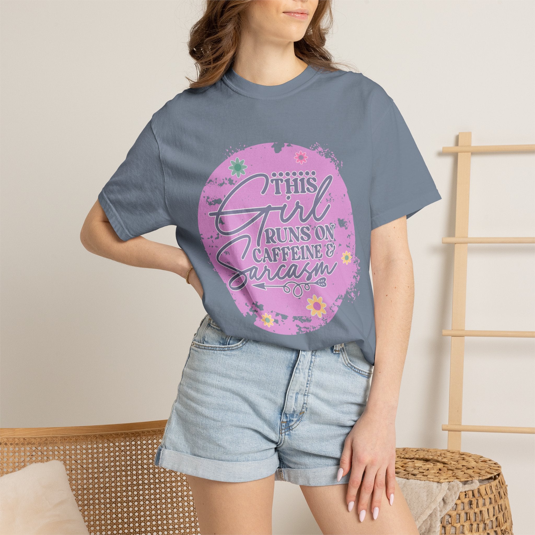 This Girl Runs on Caffeine & Sarcasm Textured T-Shirt