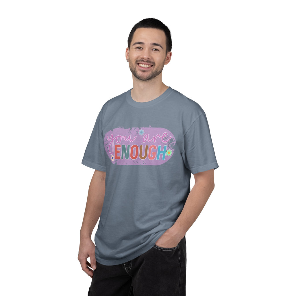 You Are Enough Textured T-Shirt — Positive Affirmation Floral Tee