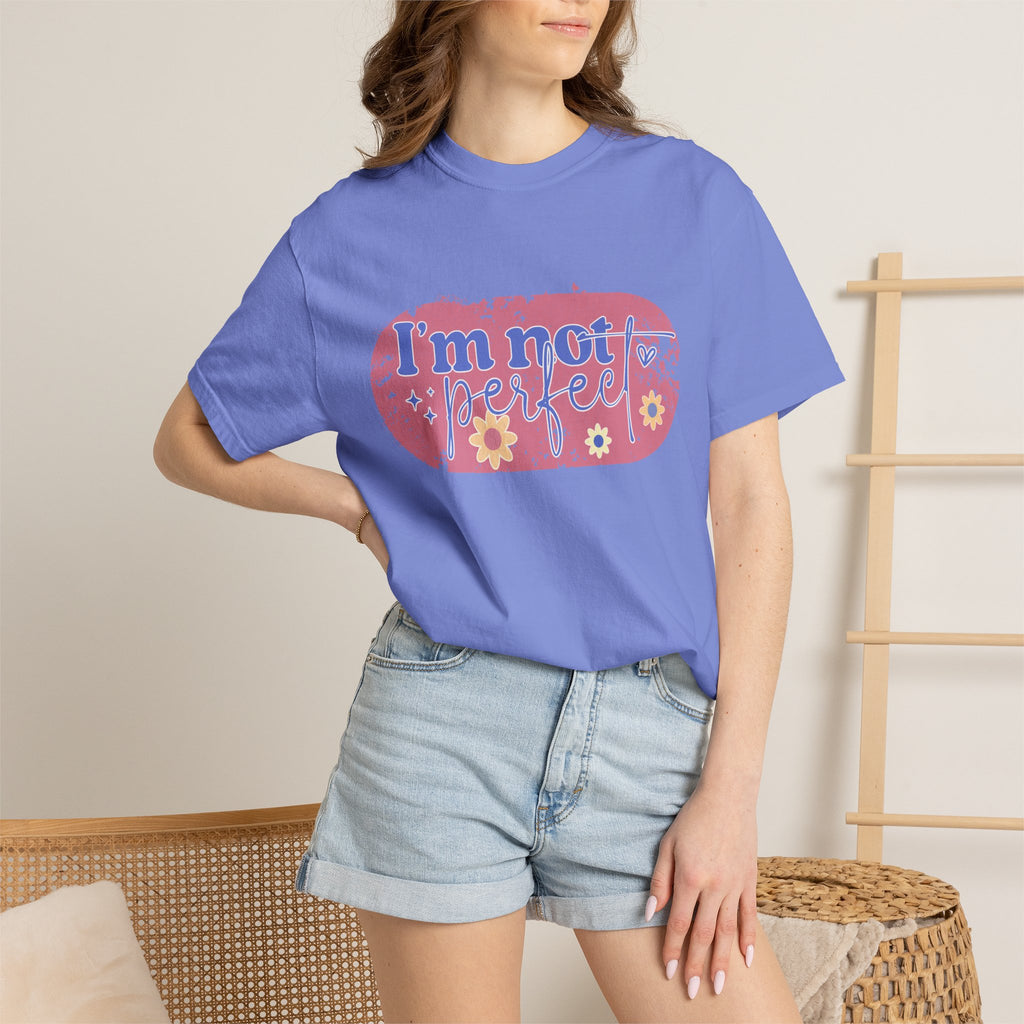 I'm Not Perfect Textured Floral T-Shirt — Retro Flower Graphic Tee