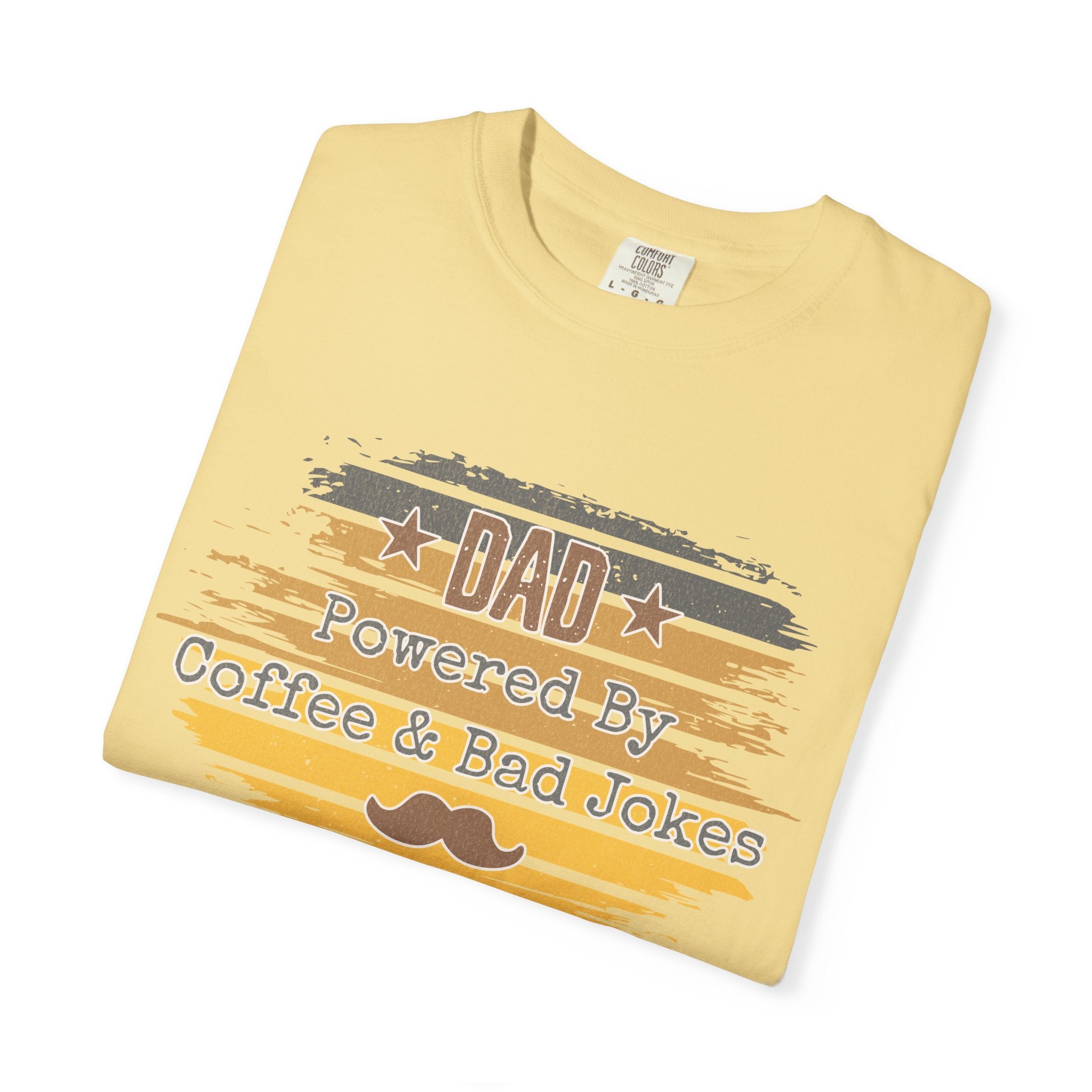 Dad Powered by Coffee & Bad Jokes Textured  T-Shirt