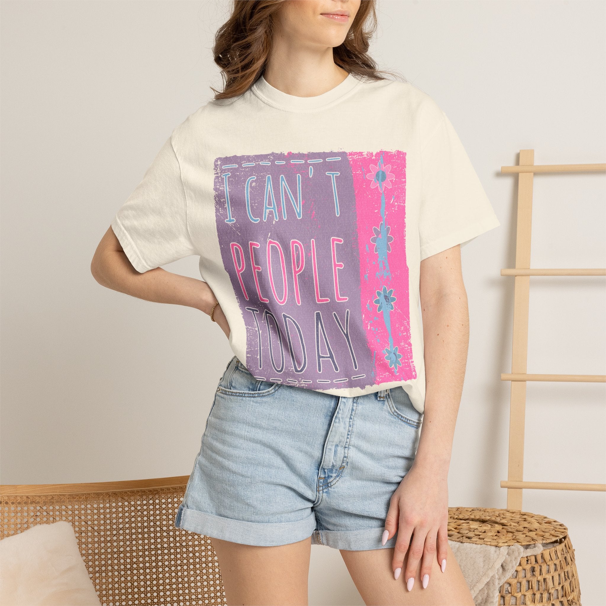I Can't People Today Textured T-Shirt – Funny Introvert Graphic Tee