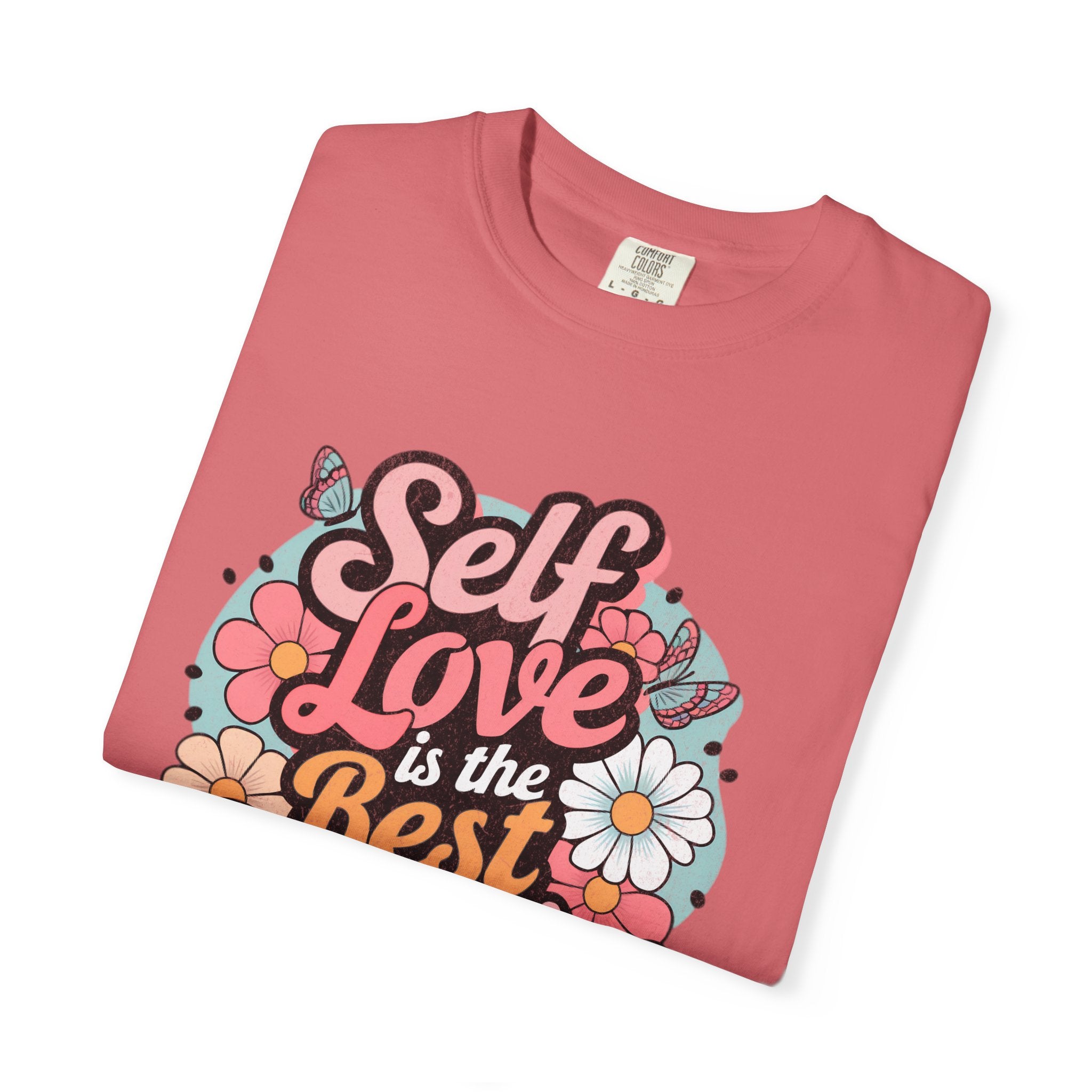 Self Love is the Best Medicine T-Shirt |Textured Floral Script Mental Health Design
