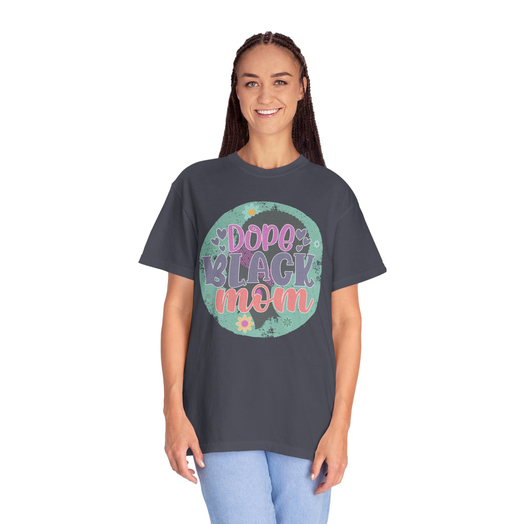 Dope Black Mom Textured T-Shirt — Retro Floral Pride Tee for Black Mothers